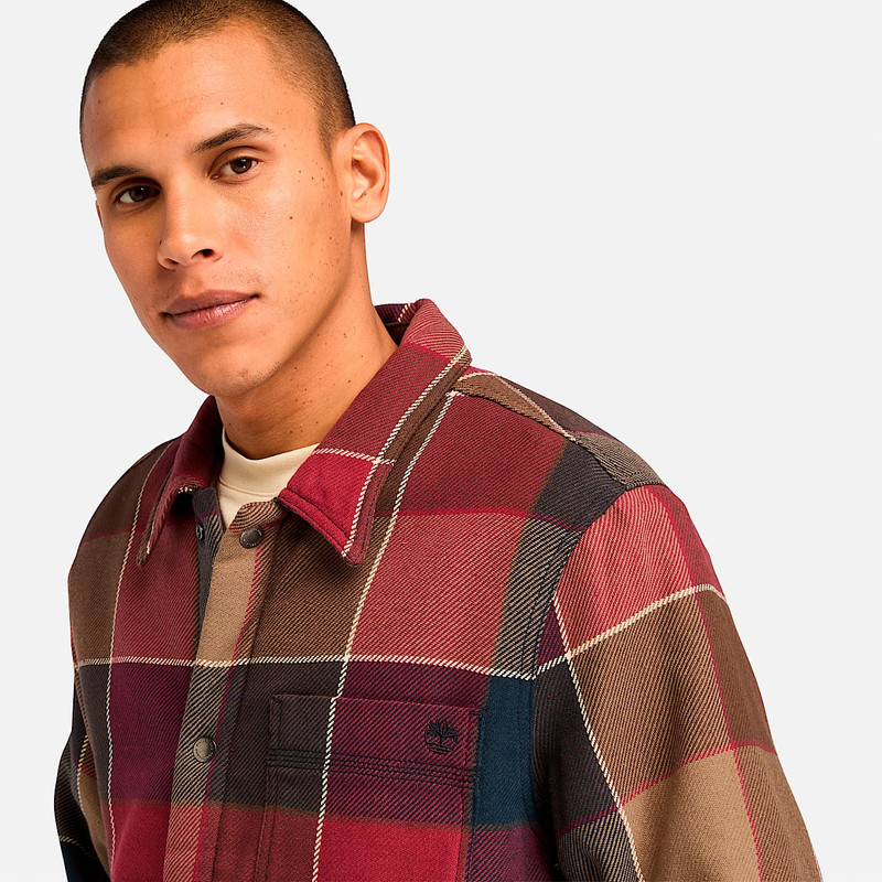 Men's High Pile Fleece Lined Plaid Overshirt 4