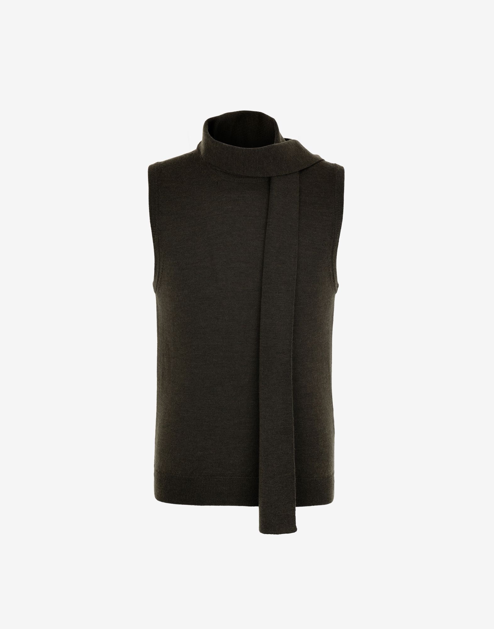 Scarf sleeveless wool sweater - 1