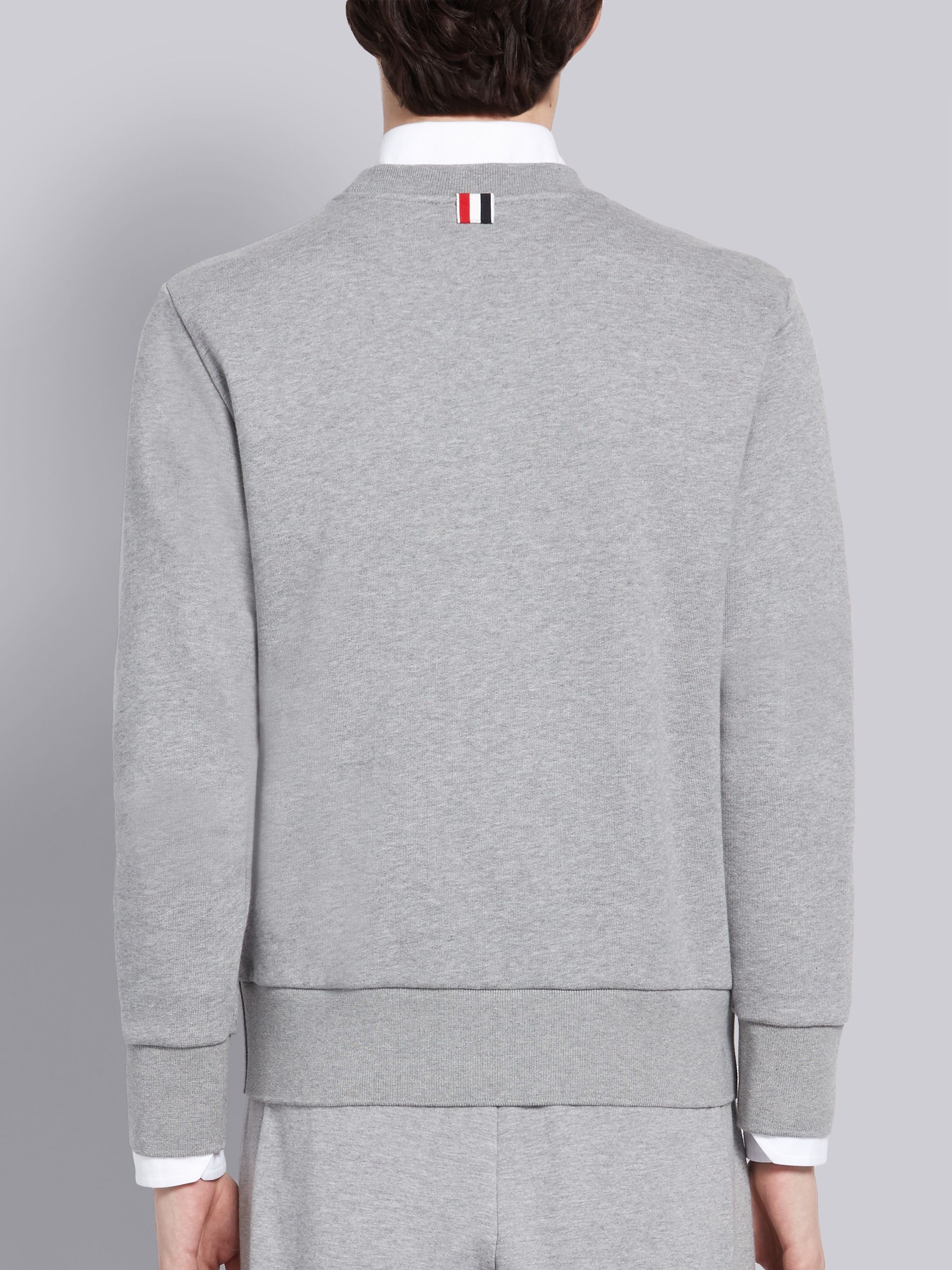 Light Grey Classic Loopback Stripe Pocket Crewneck Sweatshirt - 2