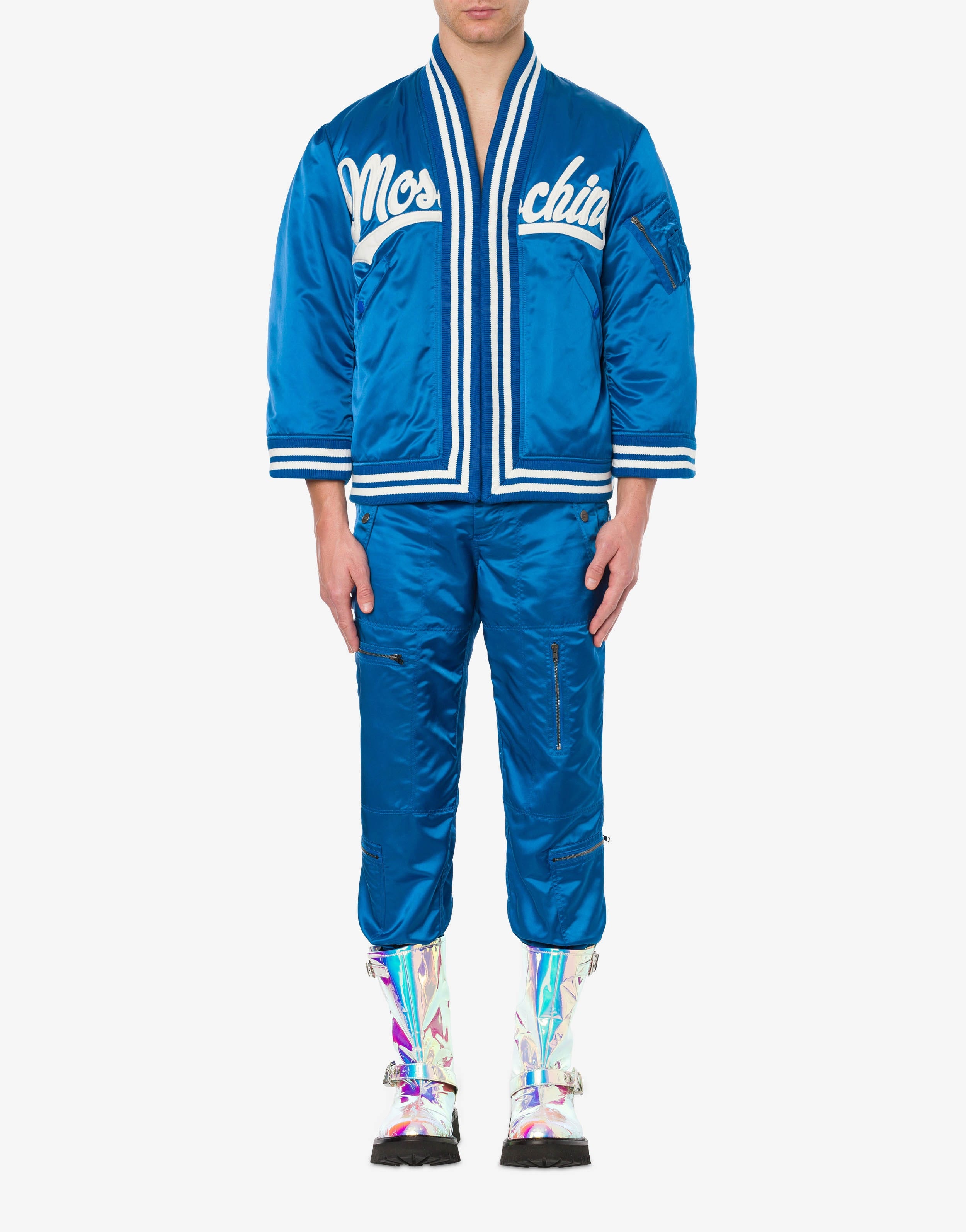 MOSCHINO VARSITY SHINY SATIN BOMBER - 2