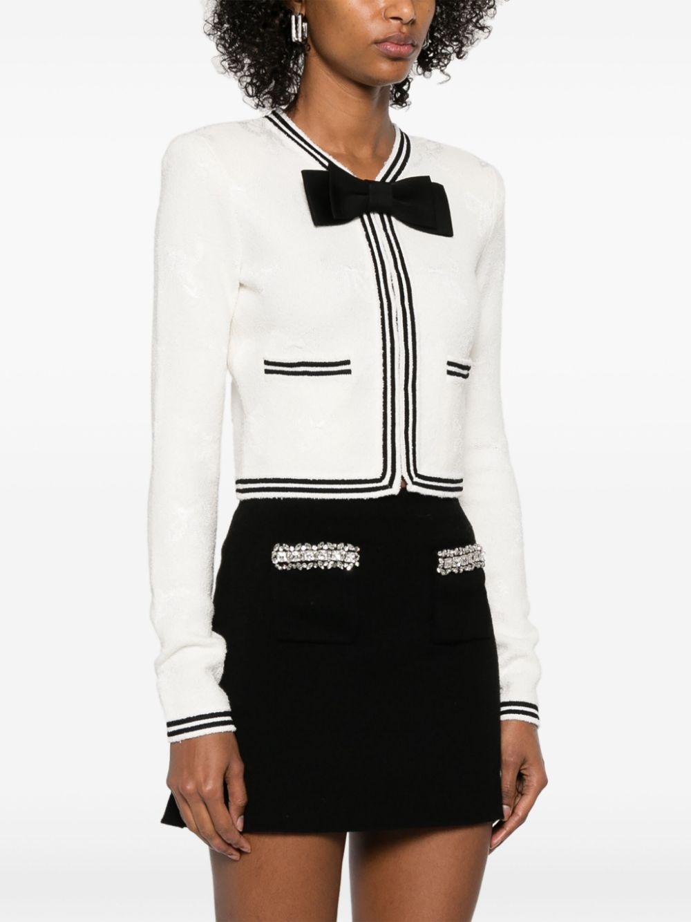 bow-jacquard jacket - 3