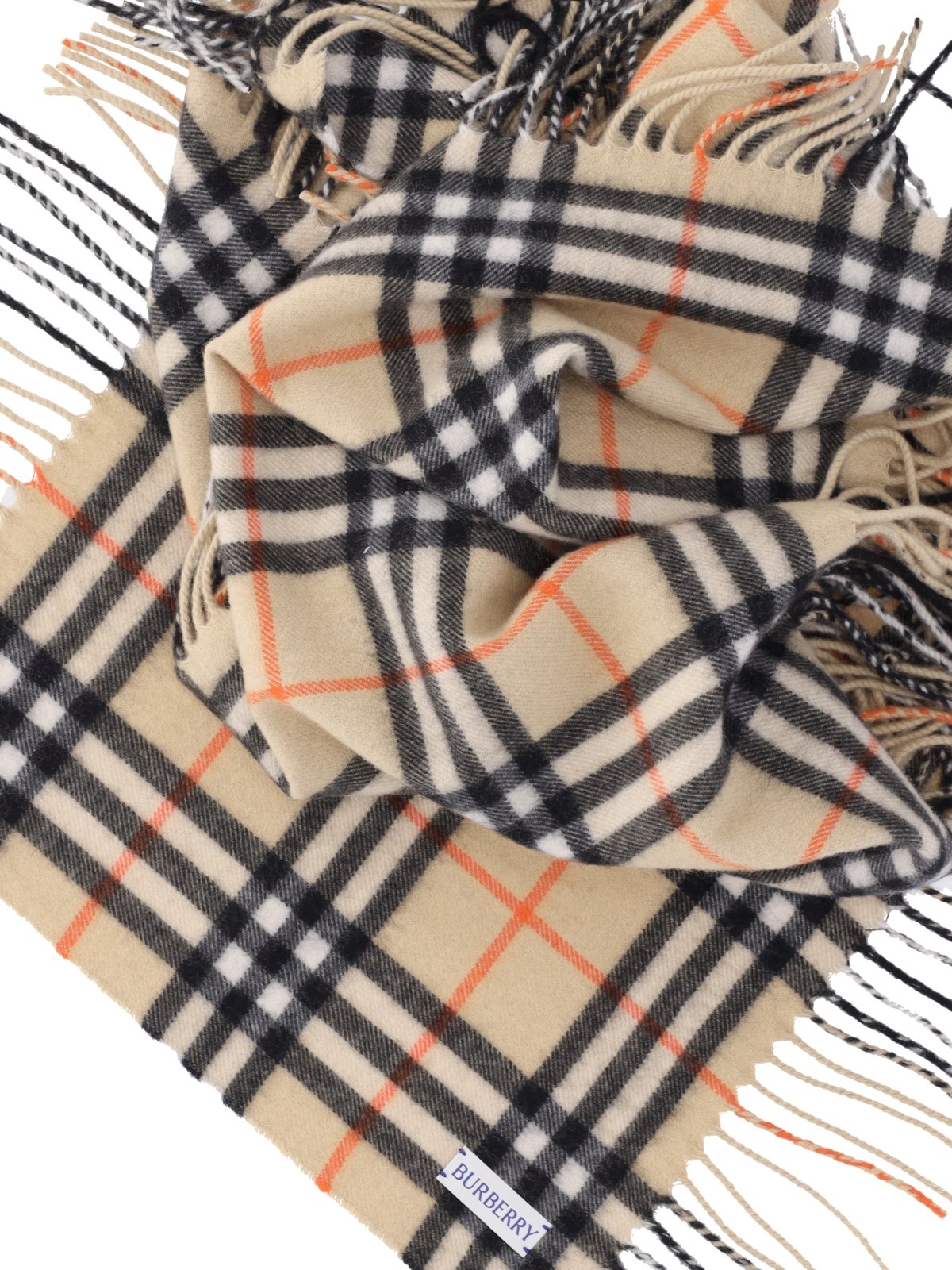 Burberry 'HAPPY' FRINGED SCARF | sugar | REVERSIBLE