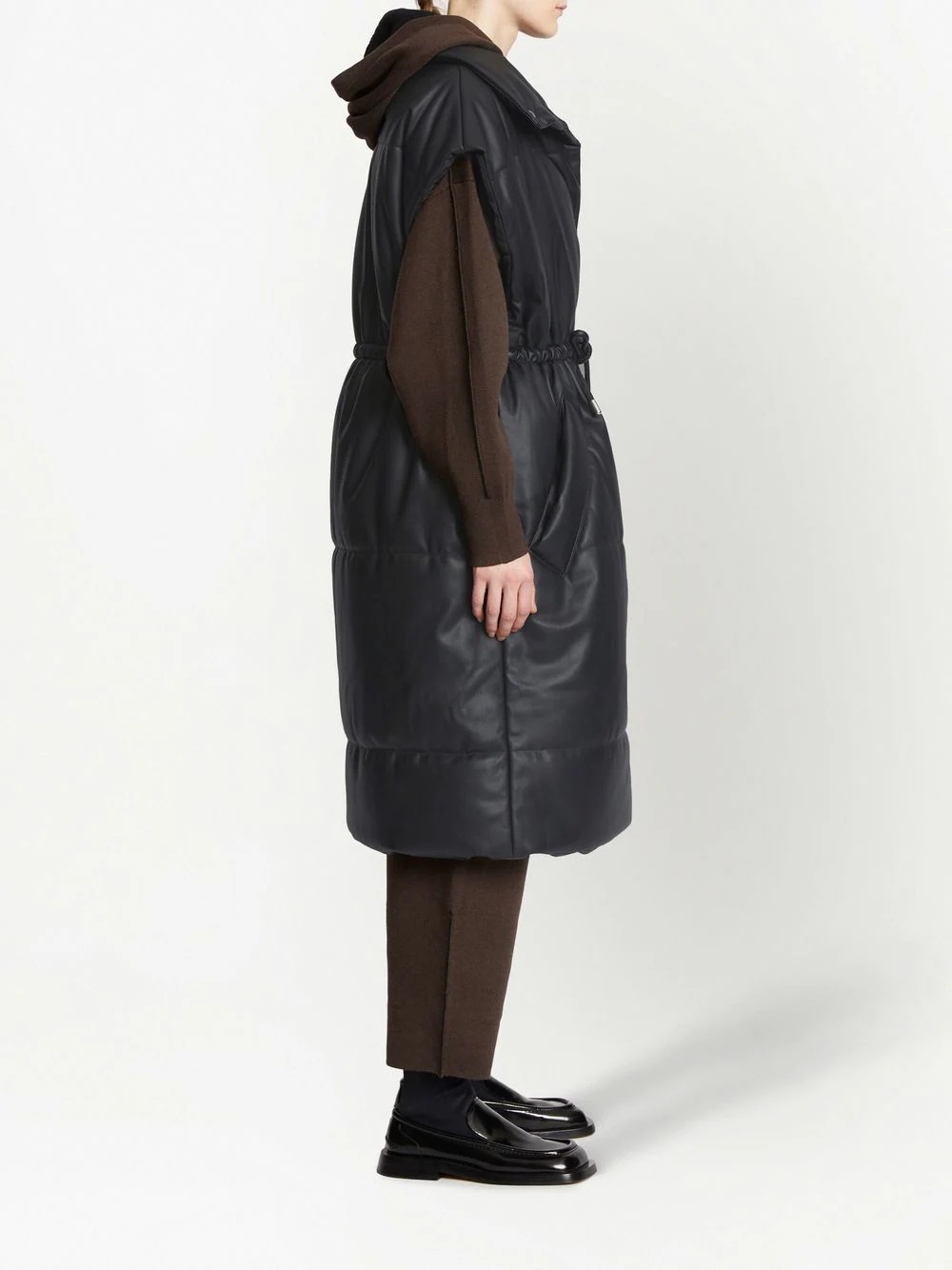 padded faux-leather gilet - 3