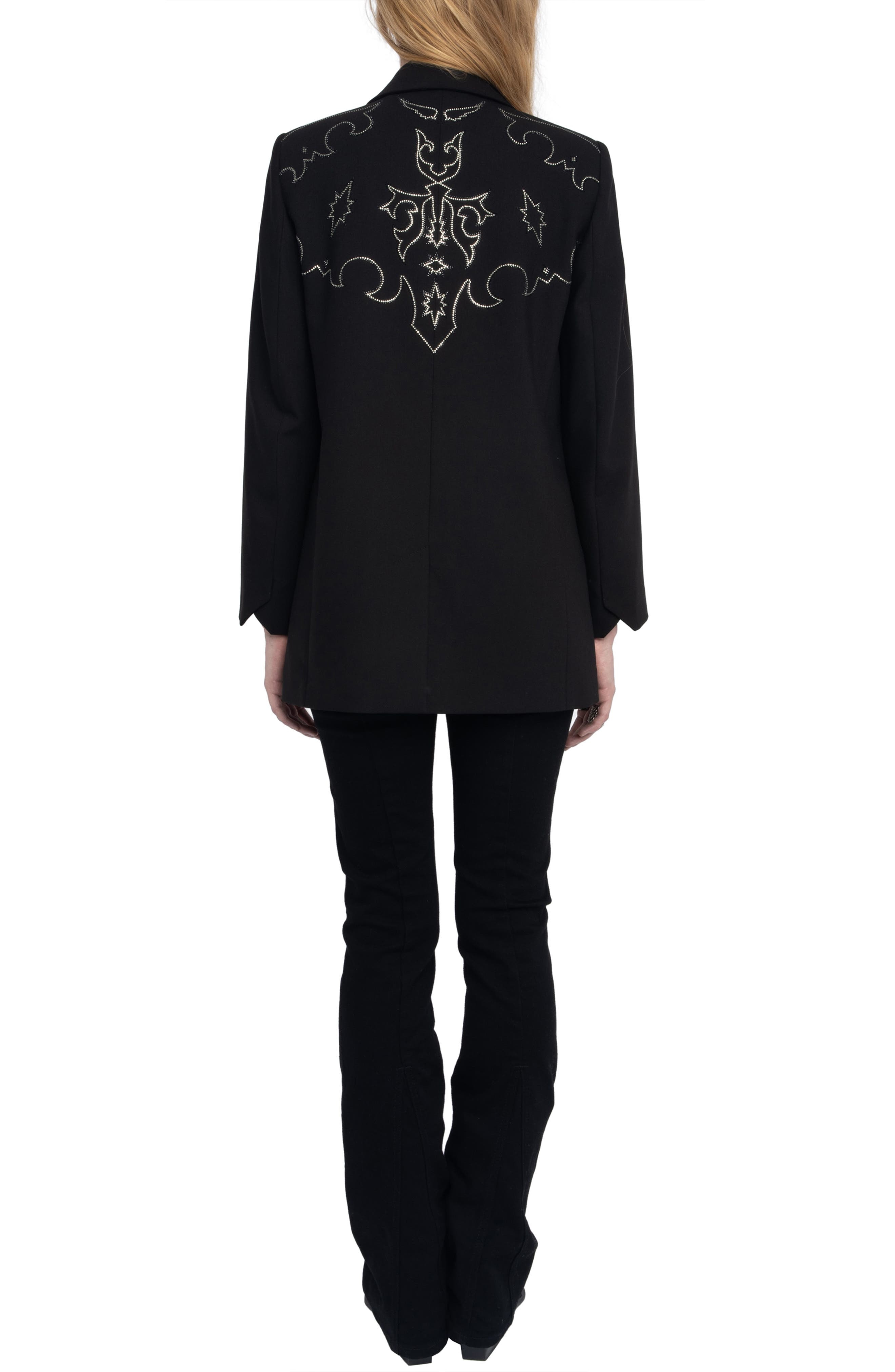 Zadig & Voltaire Viva Rhinestone Detail Jacket in Black at Nordstrom - 7