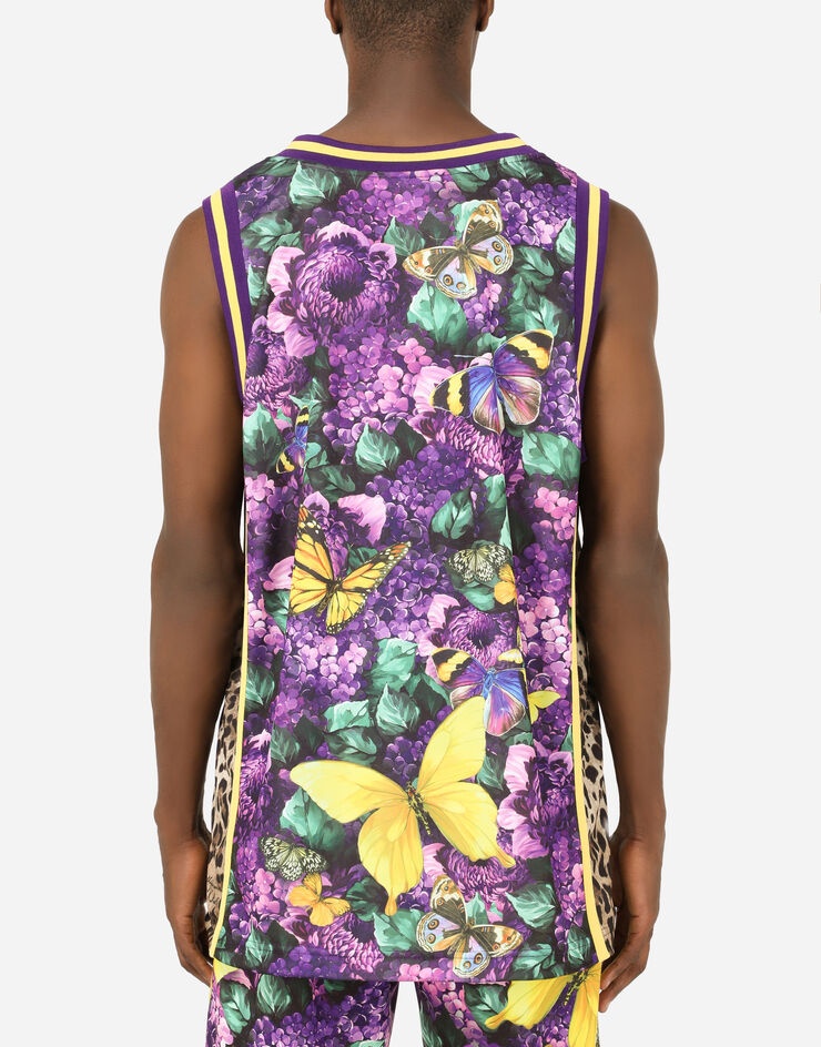 Butterfly-print cotton jersey singlet - 8