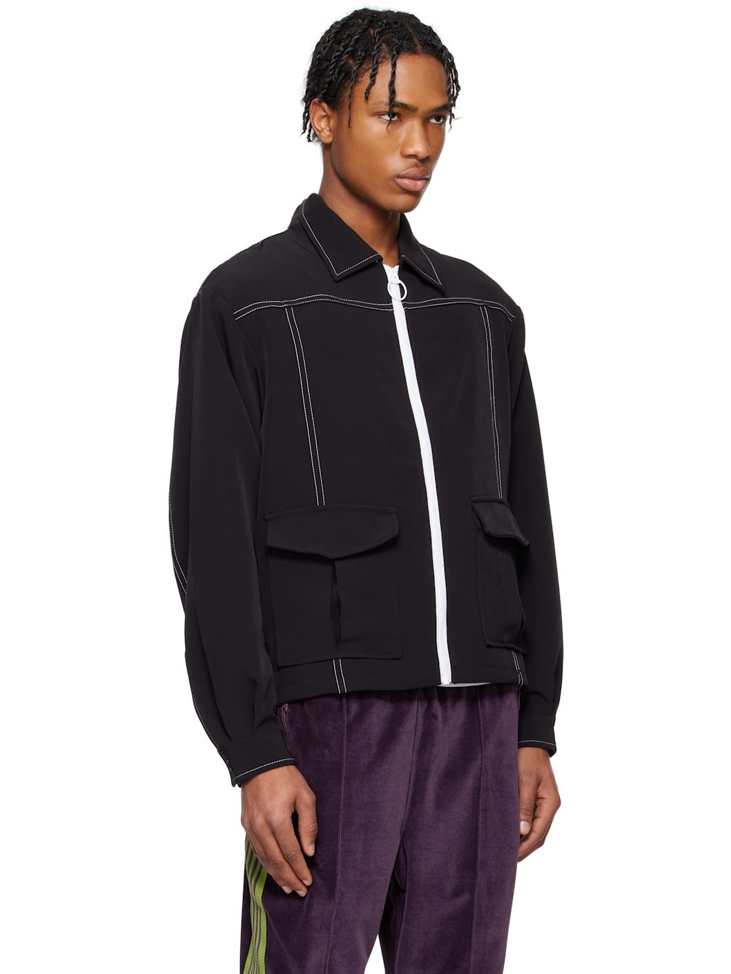 Black Stitched Sport Jacket - 2