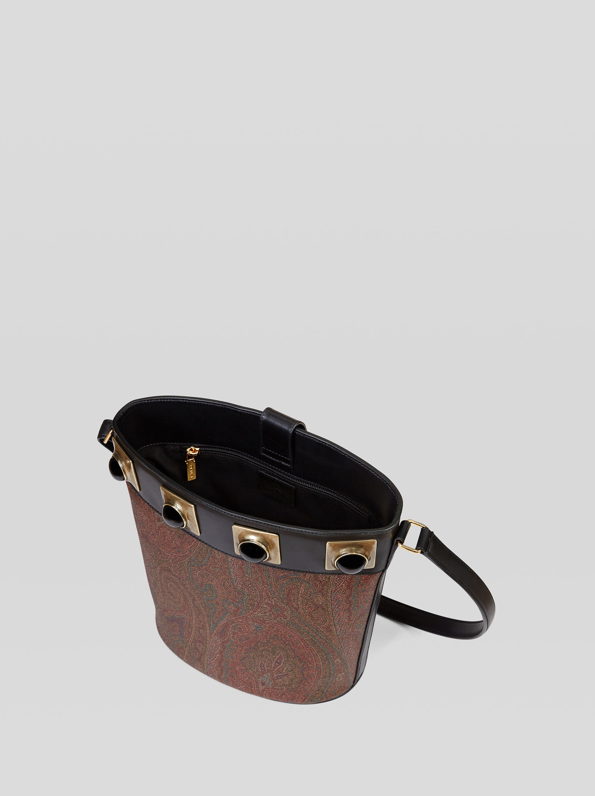 CROWN ME PAISLEY BUCKET BAG WITH BLACK STUDS - 4
