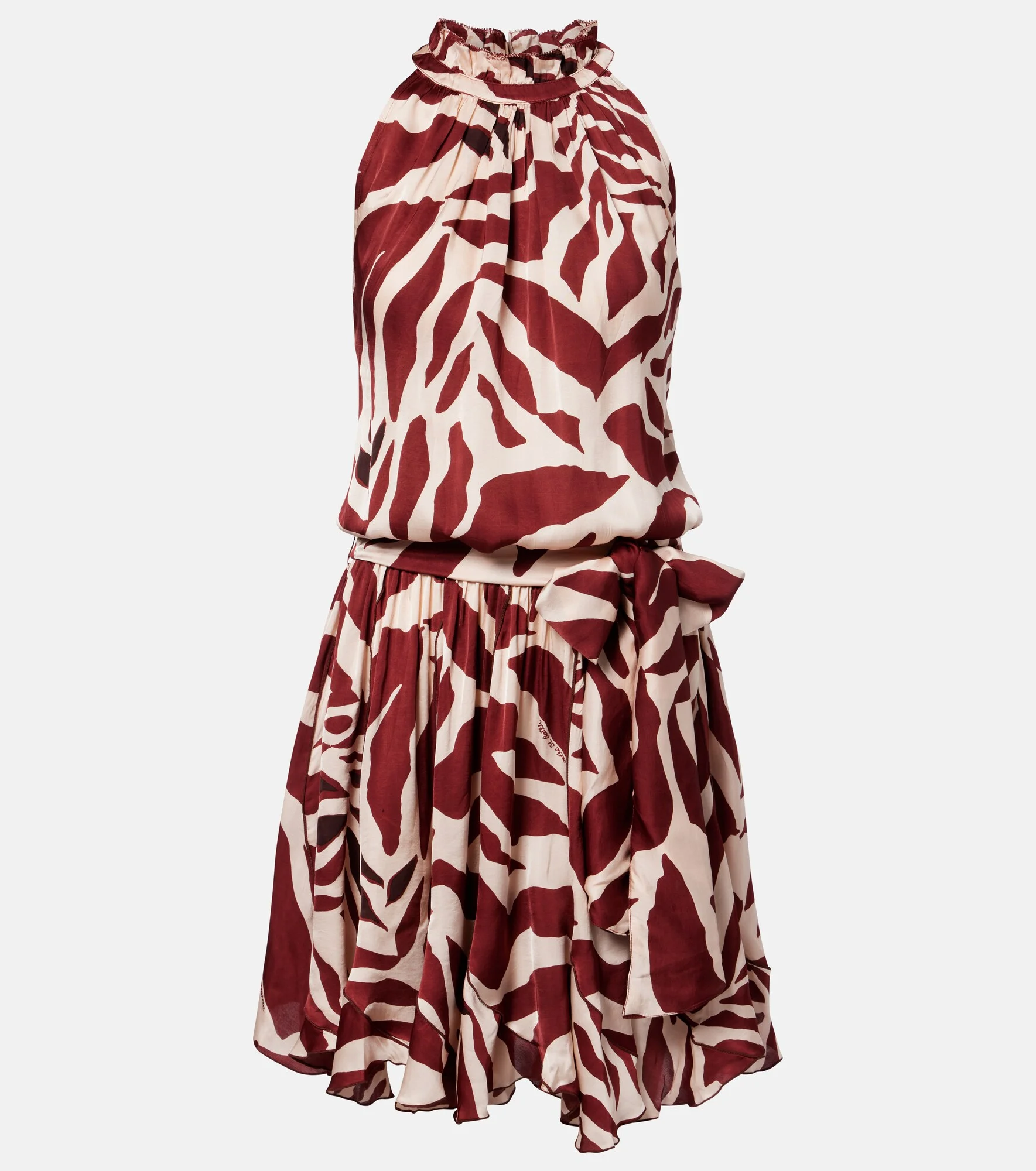 Bianca printed halterneck satin minidress - 1