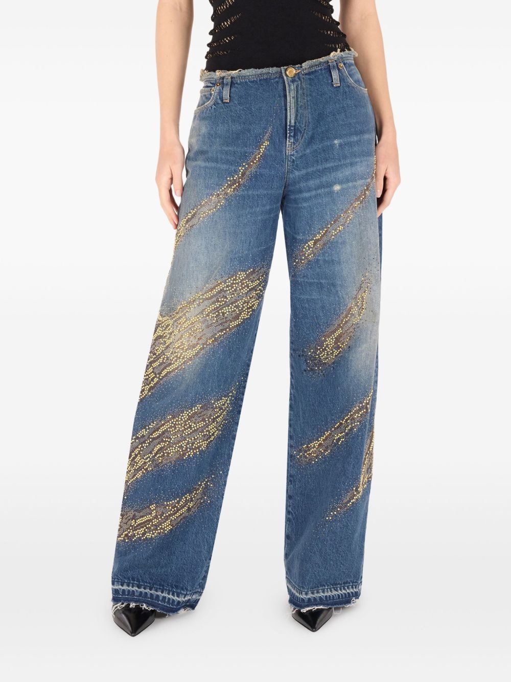 distressed wide-leg jeans - 3