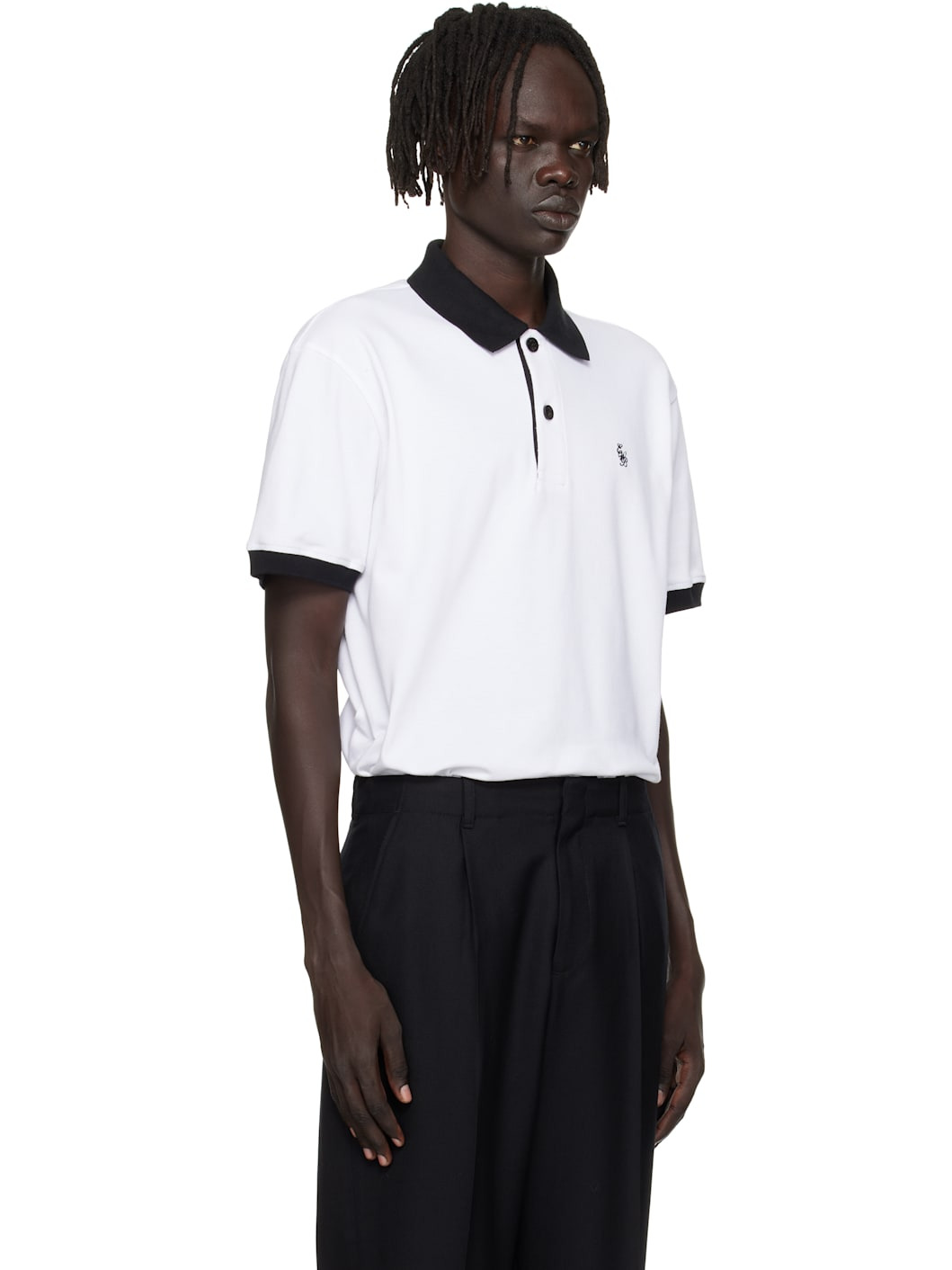 White 'EWB' Embroidered Polo - 2