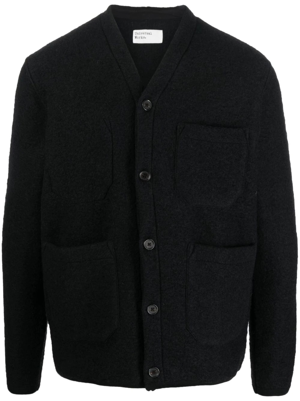 patch-pocket wool-blend cardigan - 1