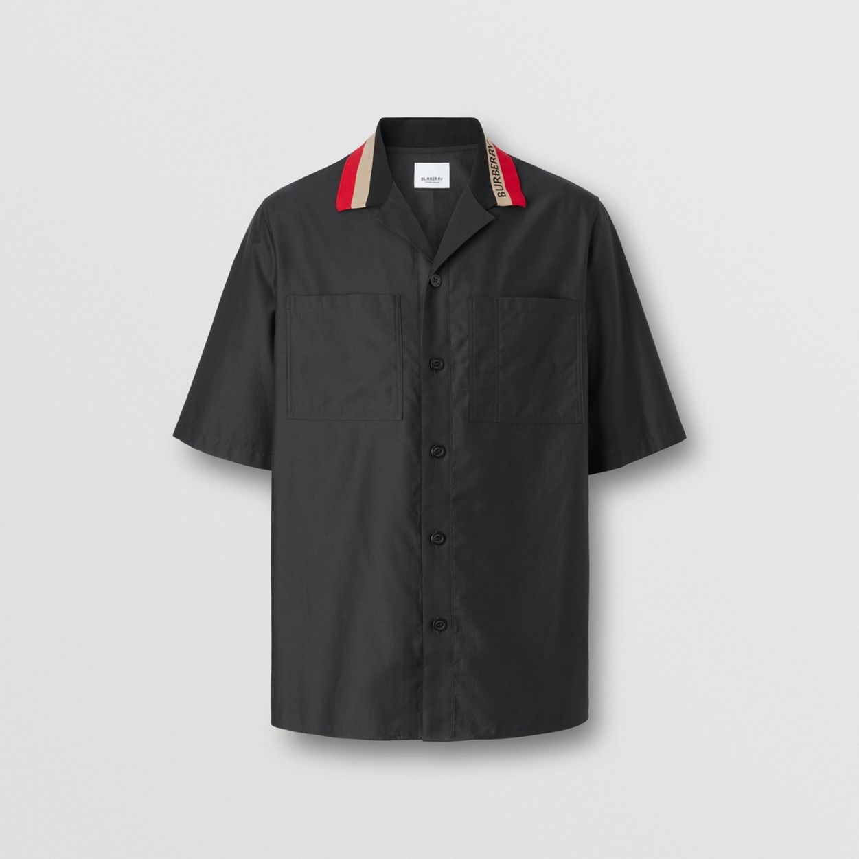 Short-sleeve Logo Detail Cotton Shirt - 1