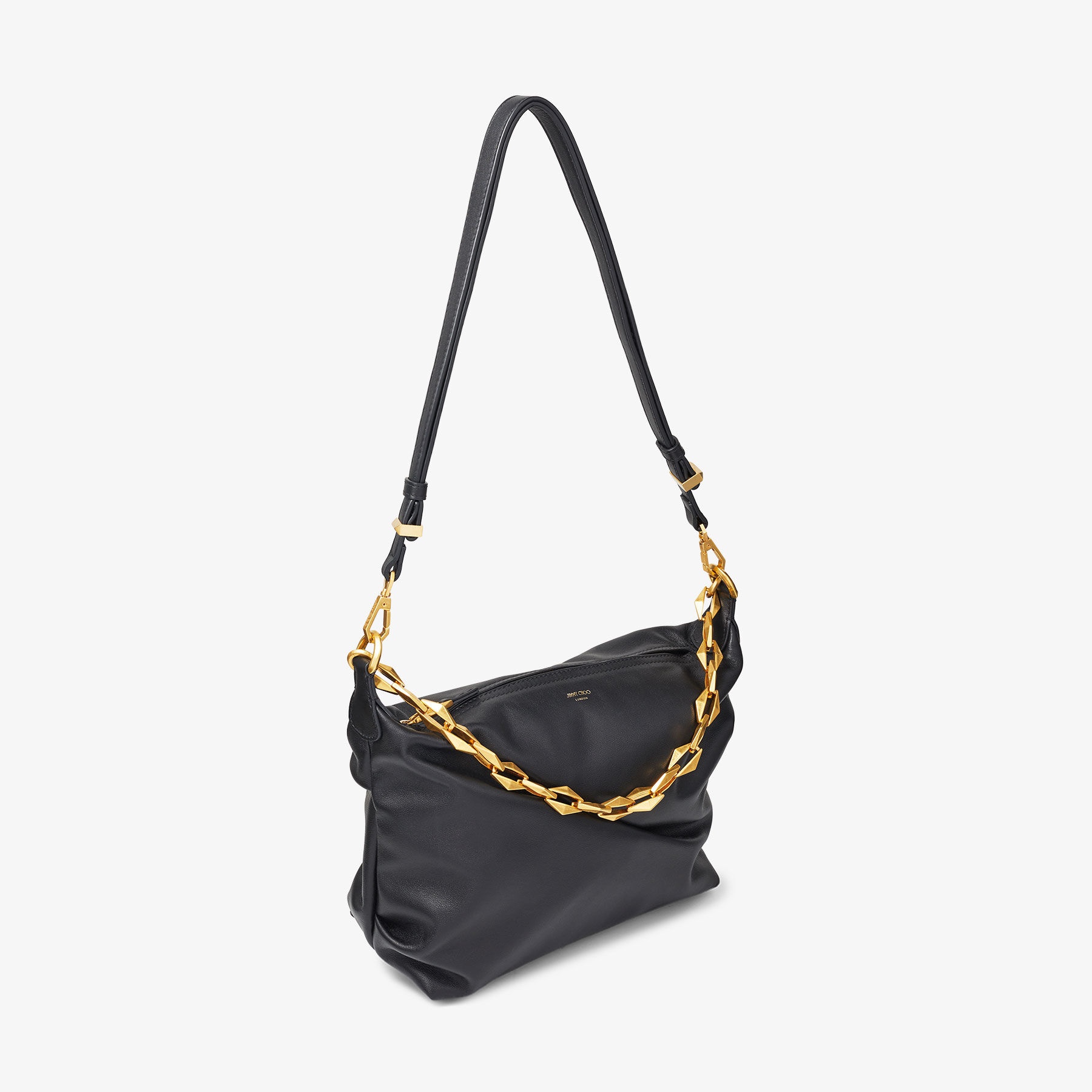 Diamond Soft Hobo S
Black Soft Calf Leather Hobo Bag with Chain Strap - 3