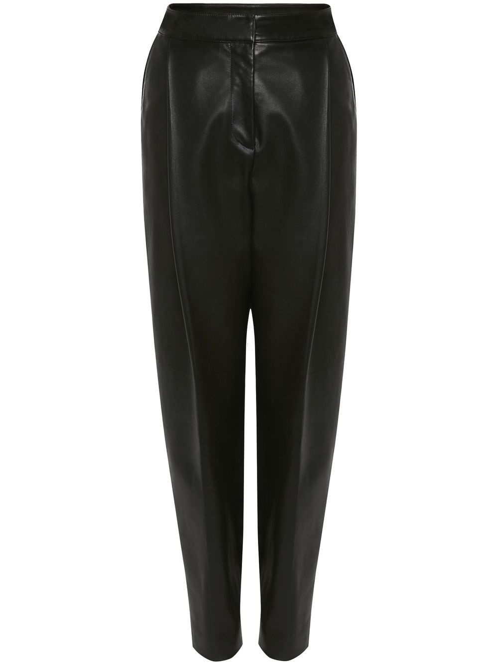 pleated leather tapered trousers - 1