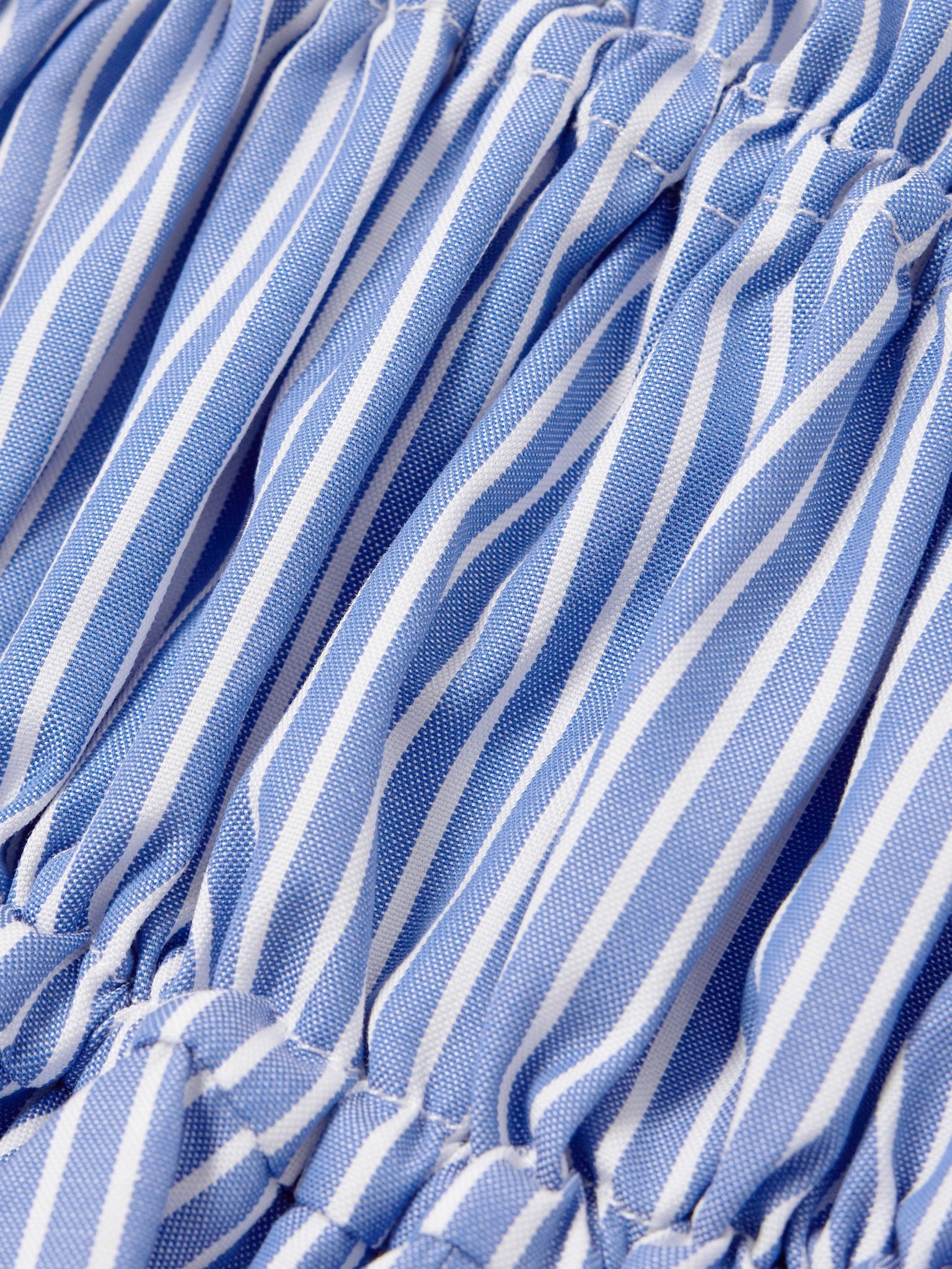 Donrine faux pearl-embellished tie-detailed striped cotton midi dress Blue - 4