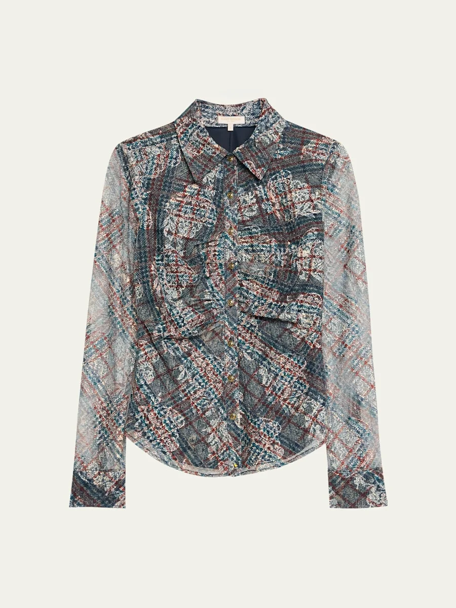 Plaid Hamilton Button-Front Blouse - 1