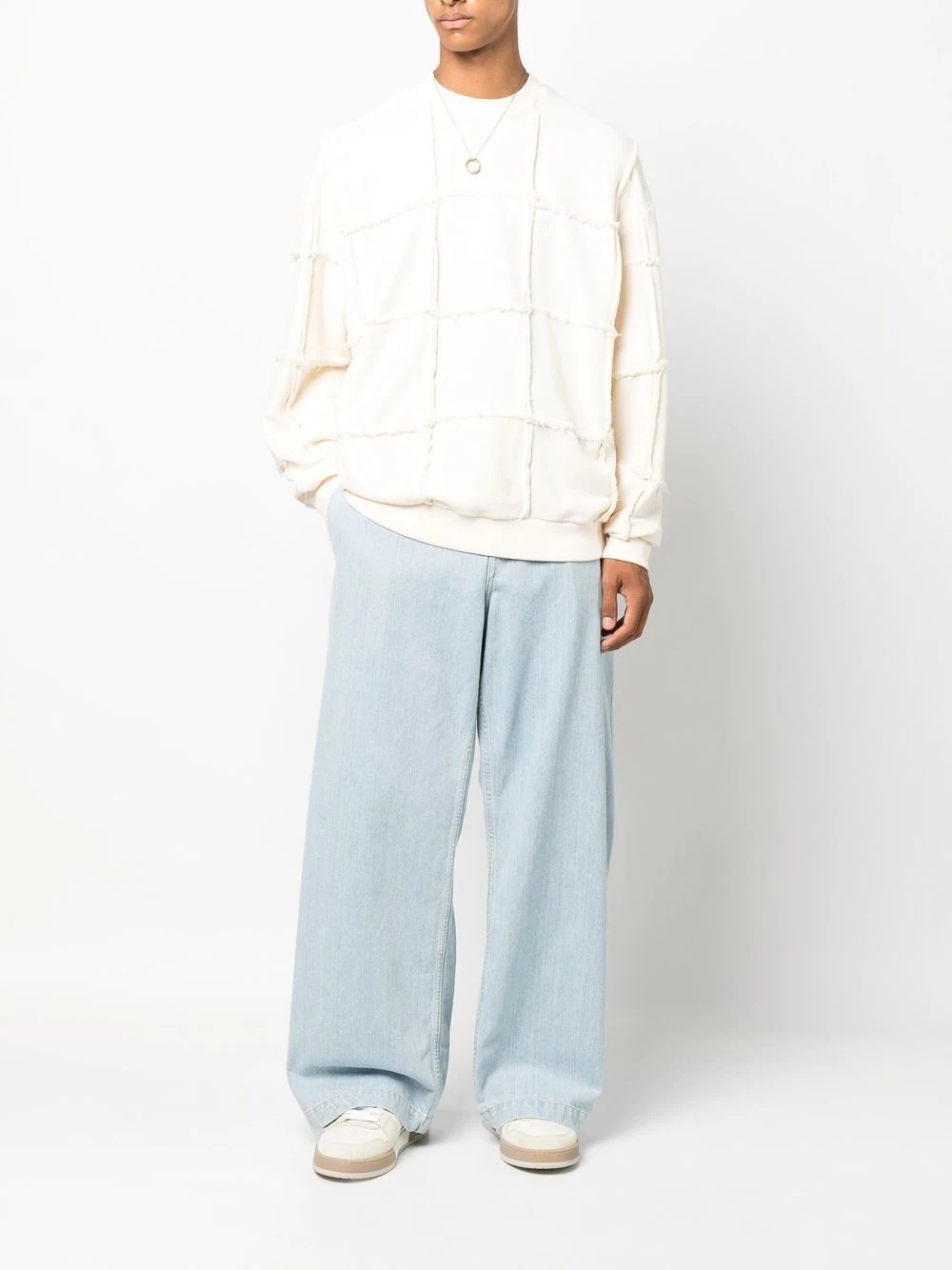 seam-detailing crew neck jumper - 2