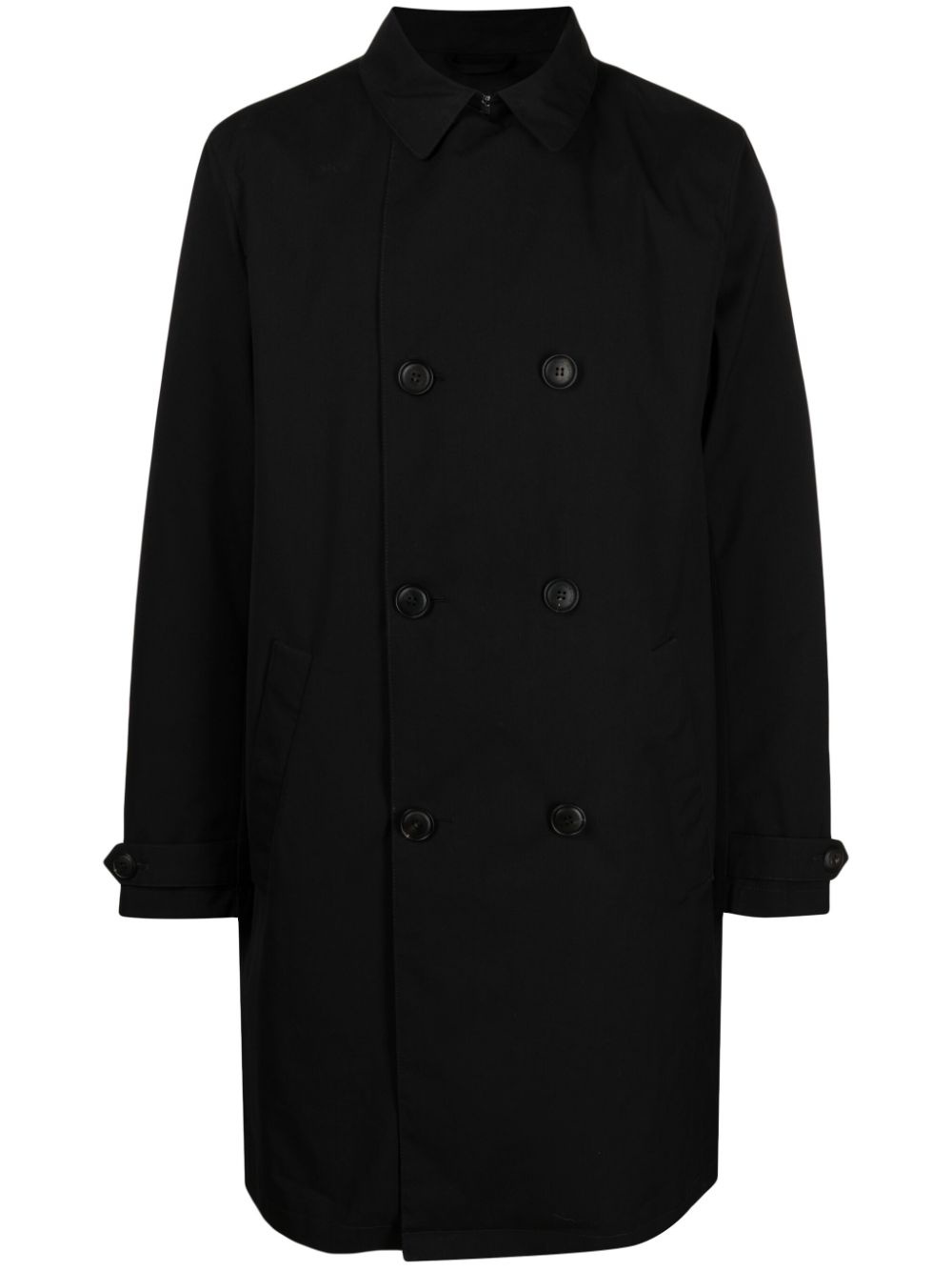 classic-collar double-breasted coat - 1