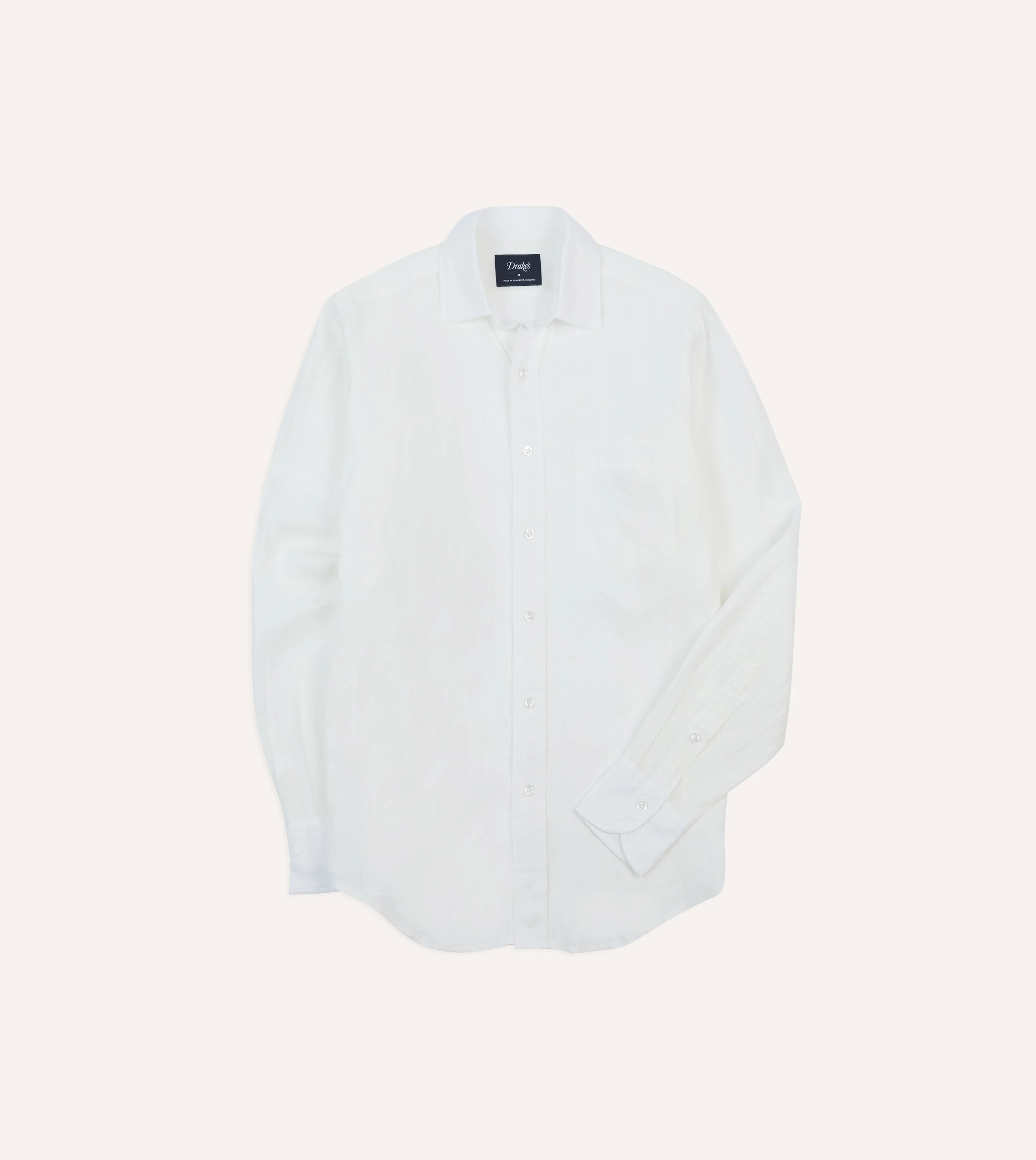 Ecru Linen Spread Collar Shirt - 1