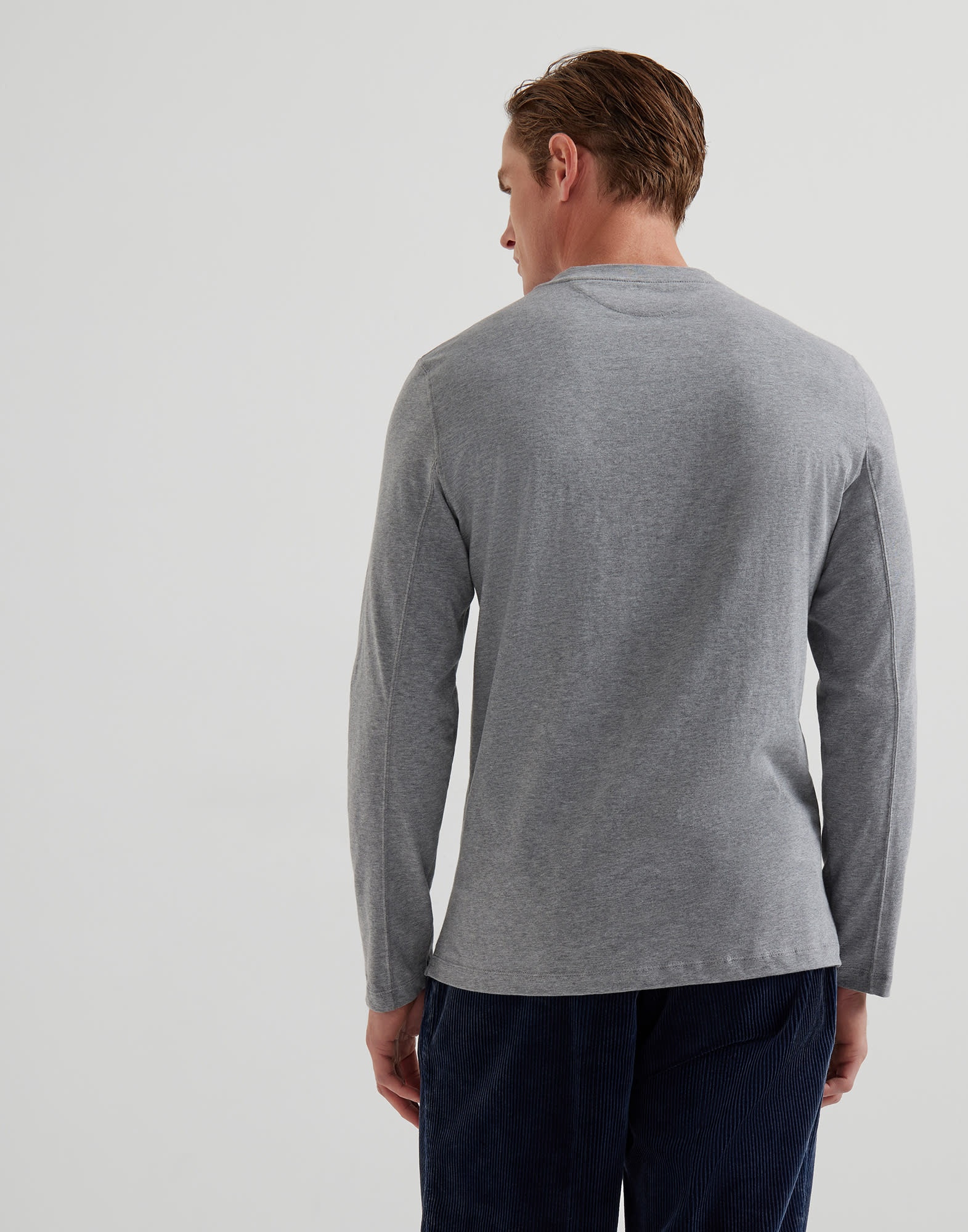 Cotton jersey long sleeve crew neck T-shirt - 2