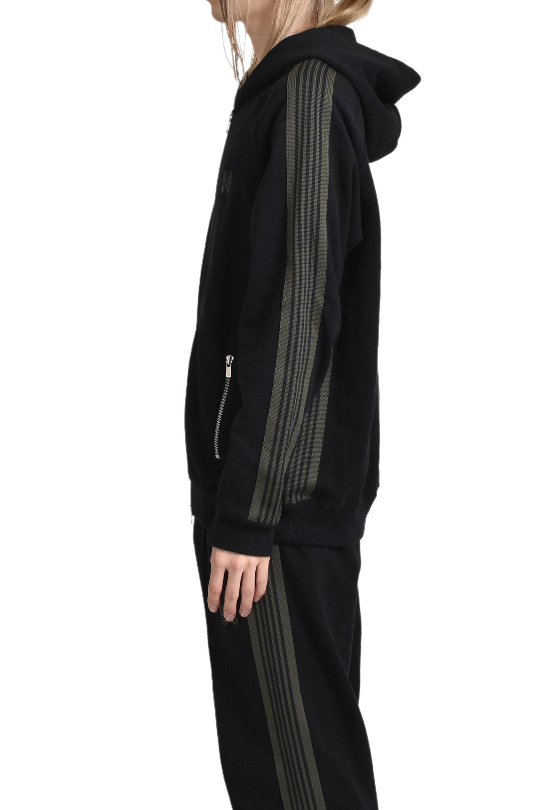 Needles 別注 Track HOODIE Cotton Jersey NEEDLES ZIPPED TRACK HOODY - COTTON JERSEY (EXCLUSIVE) / BLK
