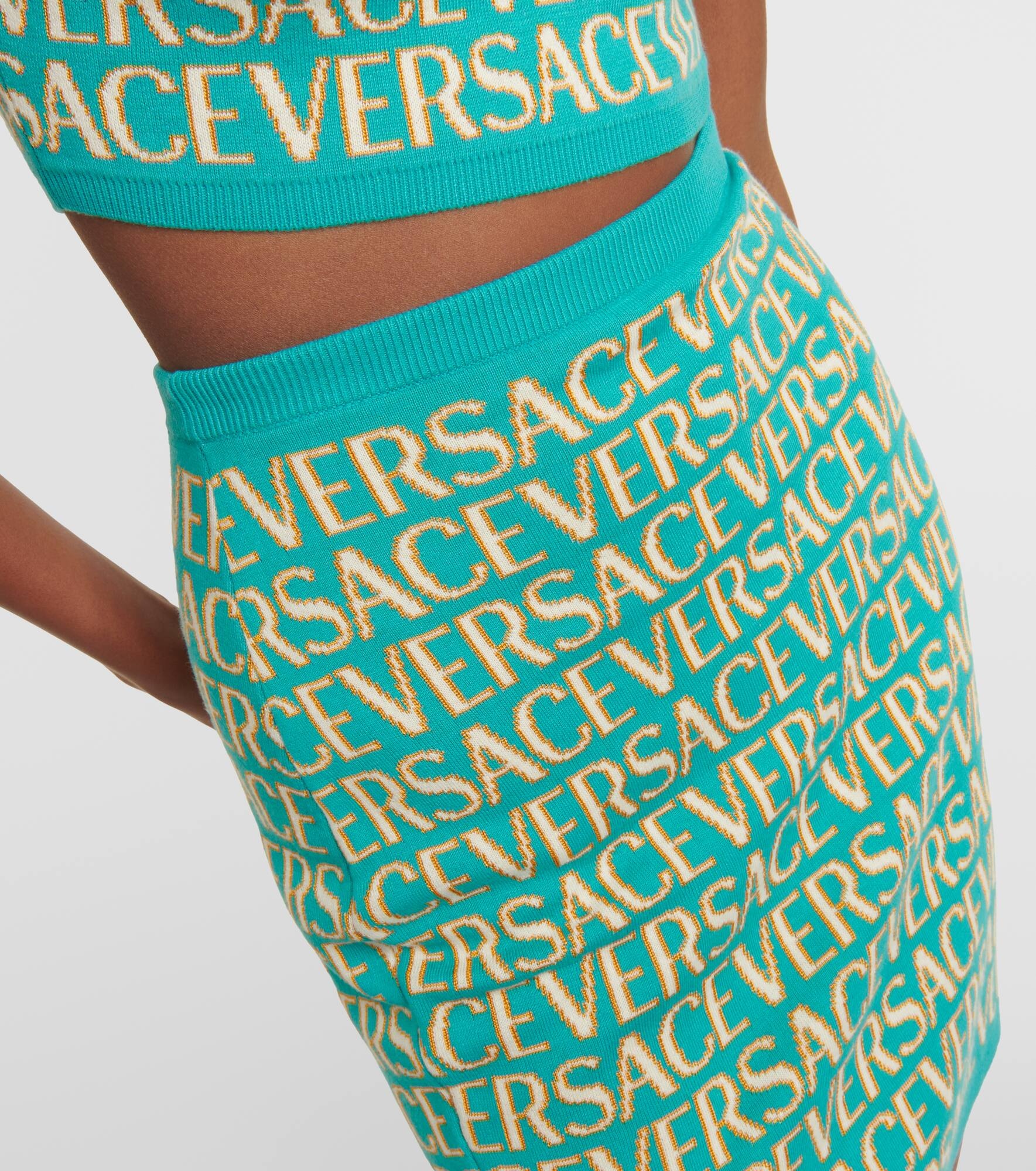 Versace Allover cotton-blend miniskirt - 4