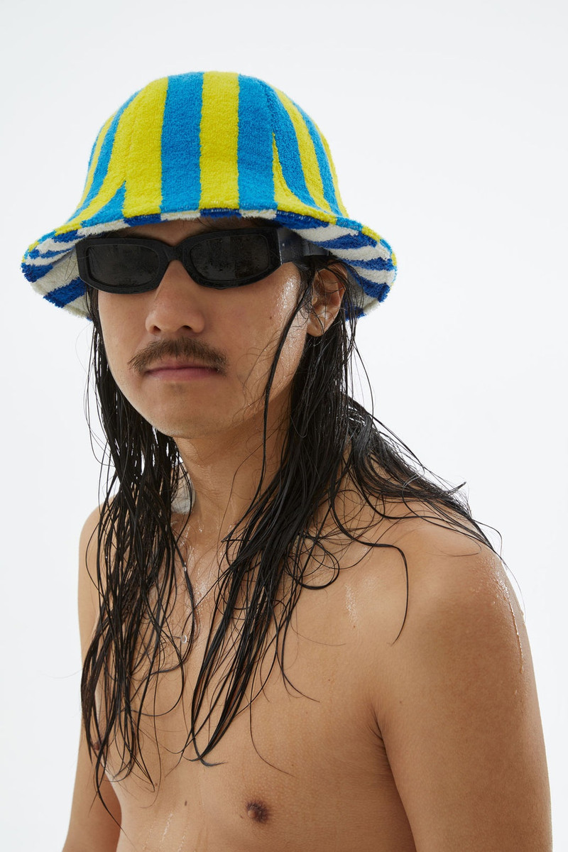 YELLOW & AZURE STRIPED COTTON HAT 4