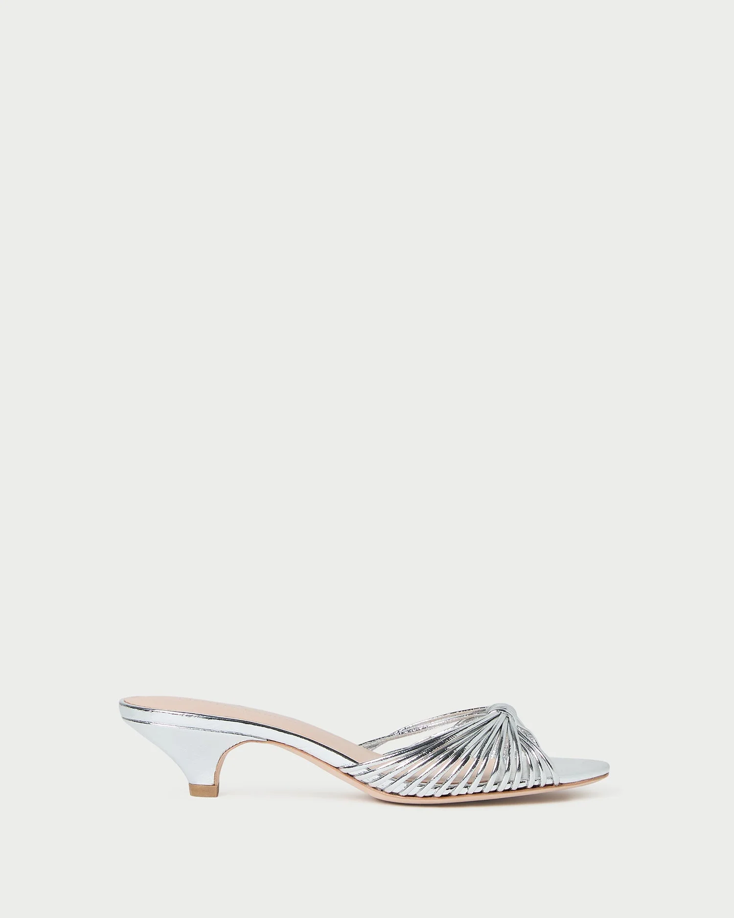 Dixie Silver Leather Kitten Heel - 1