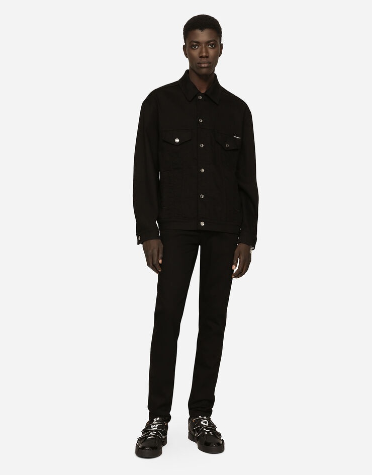 Black wash stretch denim jacket - 4