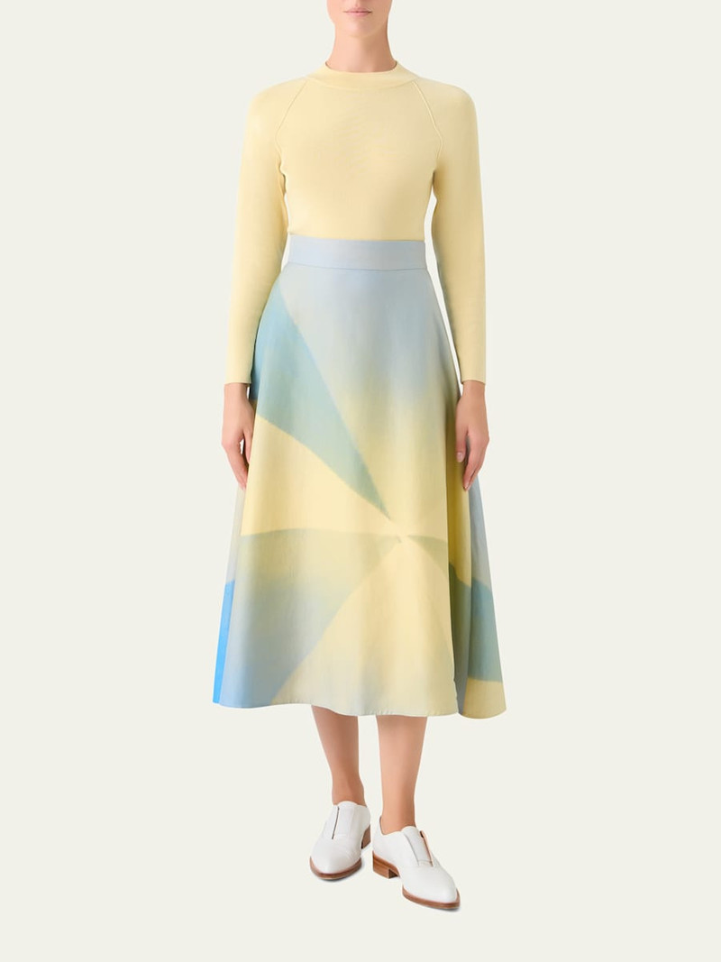 AKRIS Sunbeam Print Cotton Midi Skirt outlook