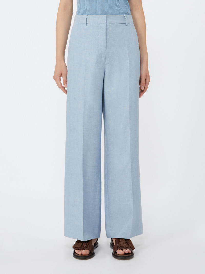 MALIZIA Linen canvas trousers - LIGHT BLUE 3
