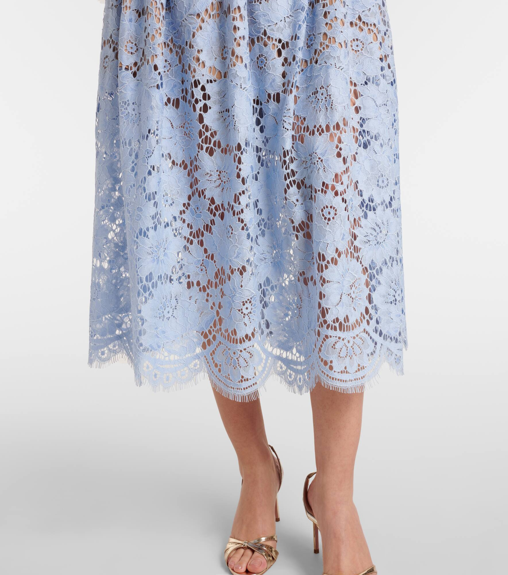 Gathered lace midi dress - 6