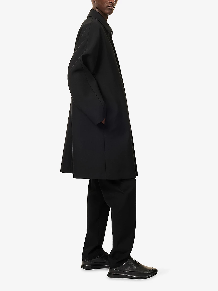 Two-Slip-Pockets Relaxed-Fit Wool and Cotton Coat - 3
