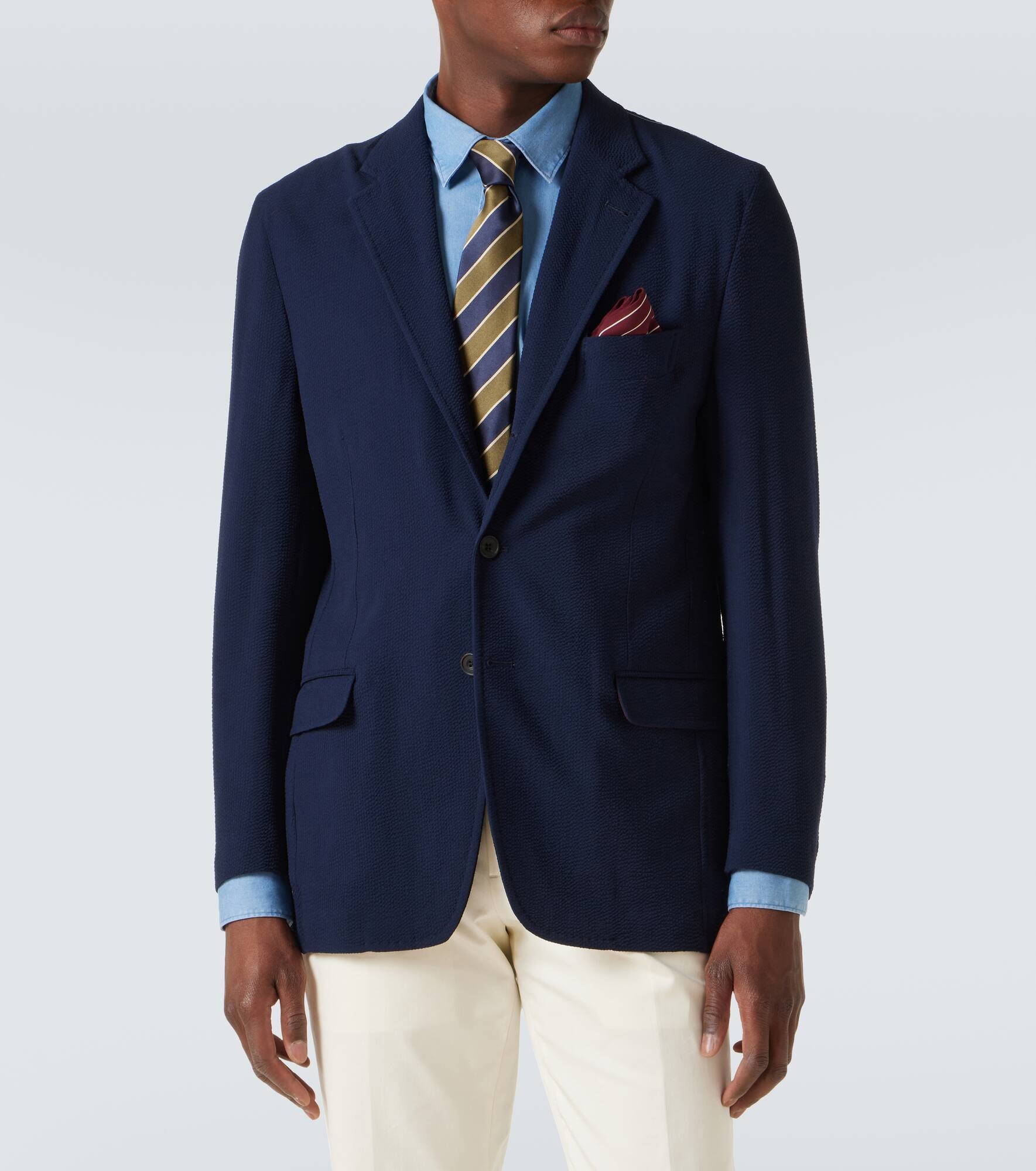 Striped single-breasted wool blazer - 3