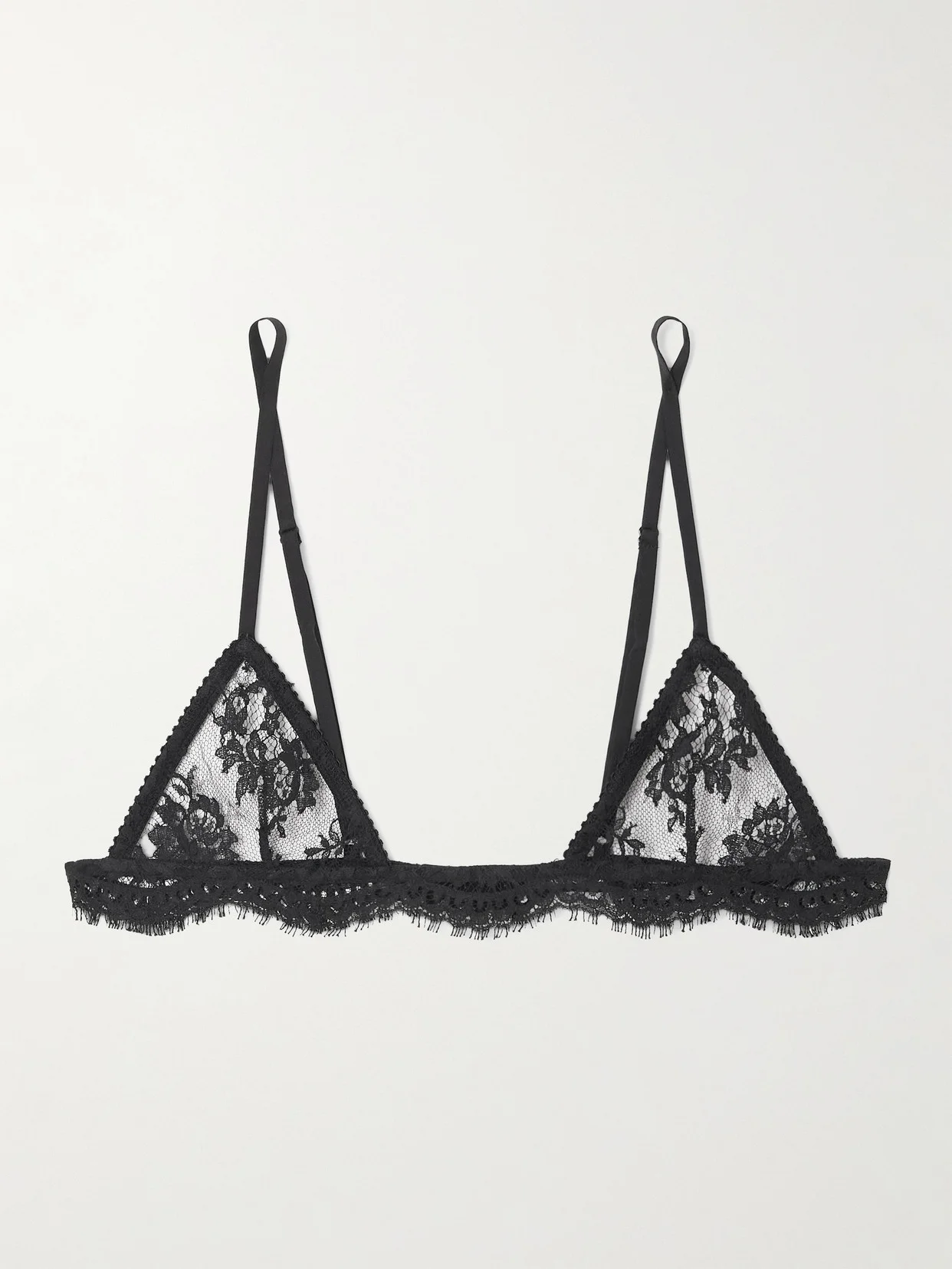 Micro Cotton-blend Lace Soft-cup Triangle Bra - 1