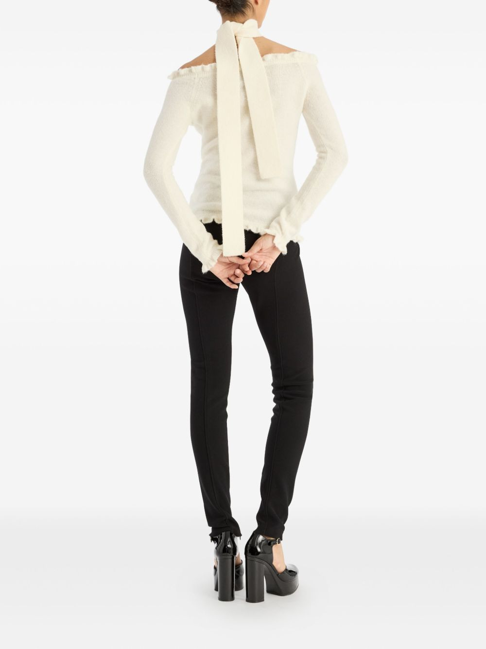 ruffled-detail off-shoulder top - 3