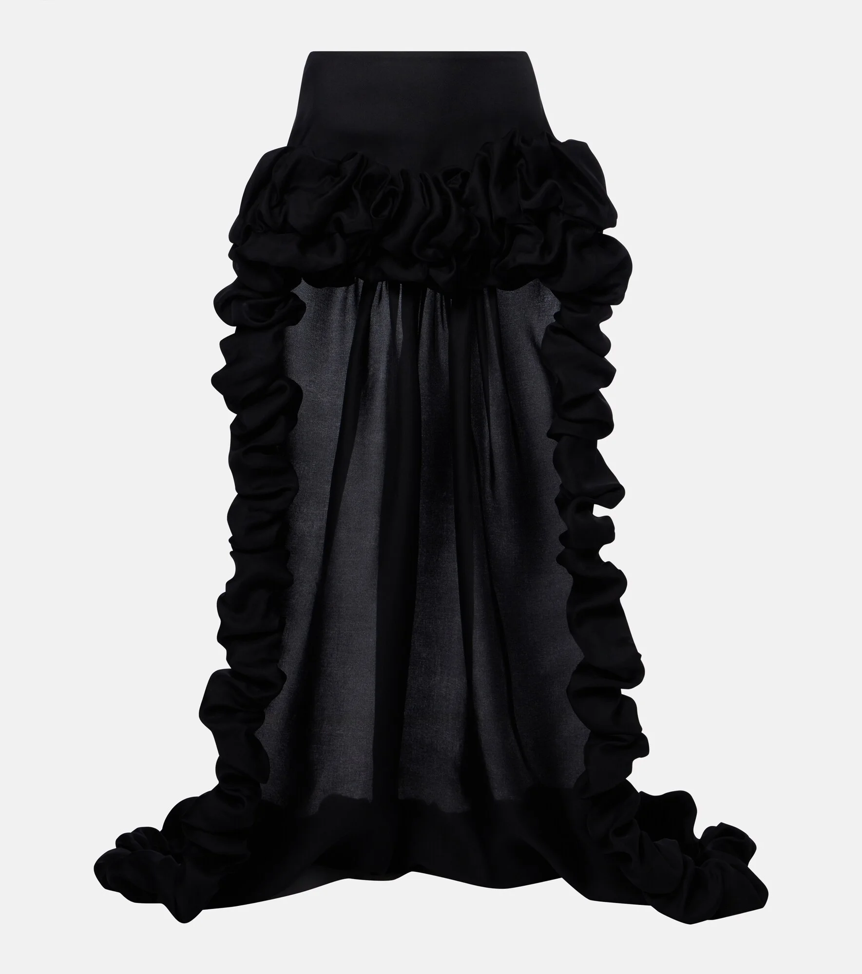 Asymmetric ruffled silk gazar miniskirt - 1