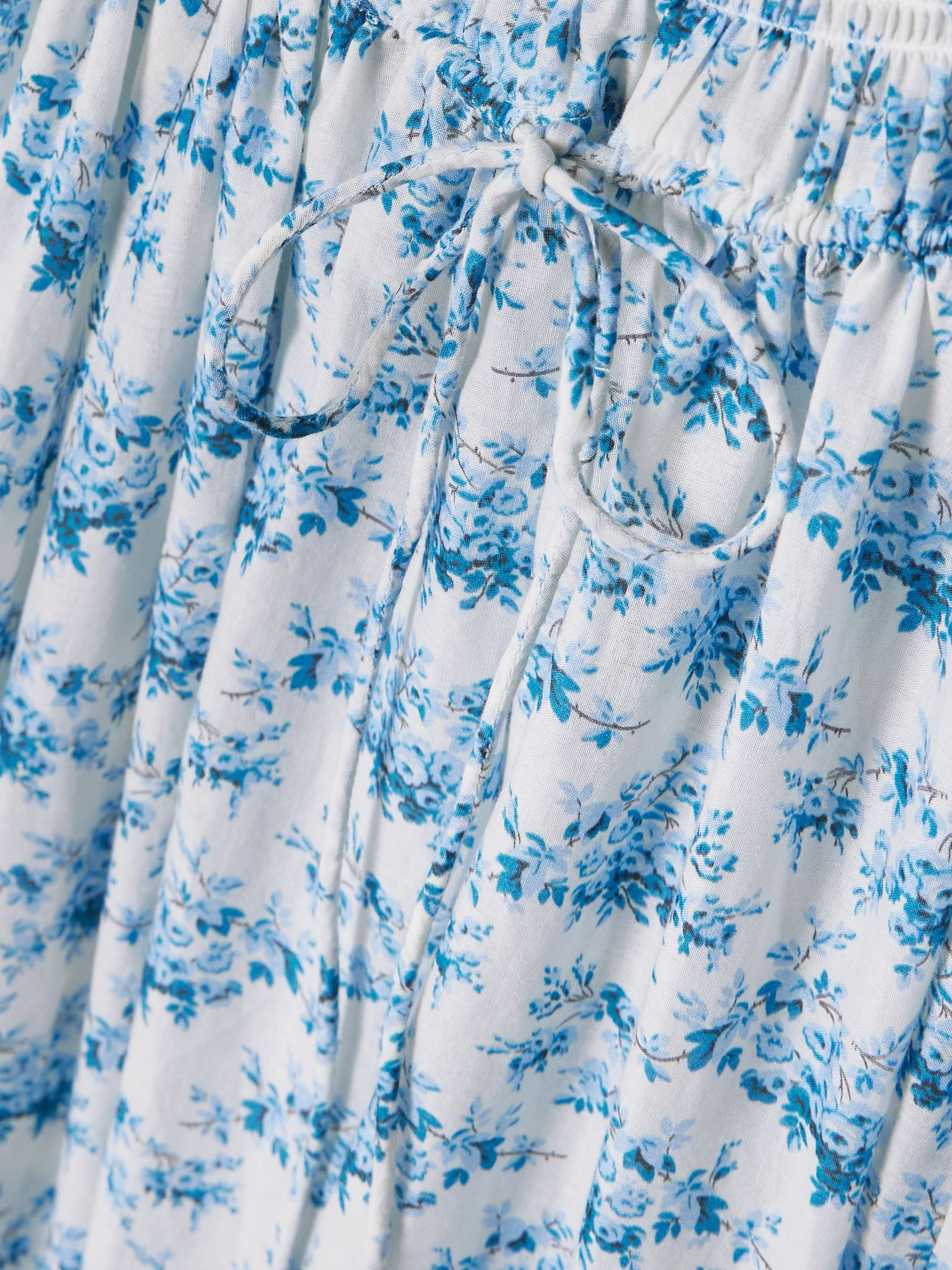 Ashlynn tie-detailed shirred floral-print organic cotton-voile midi dress Blue - 4