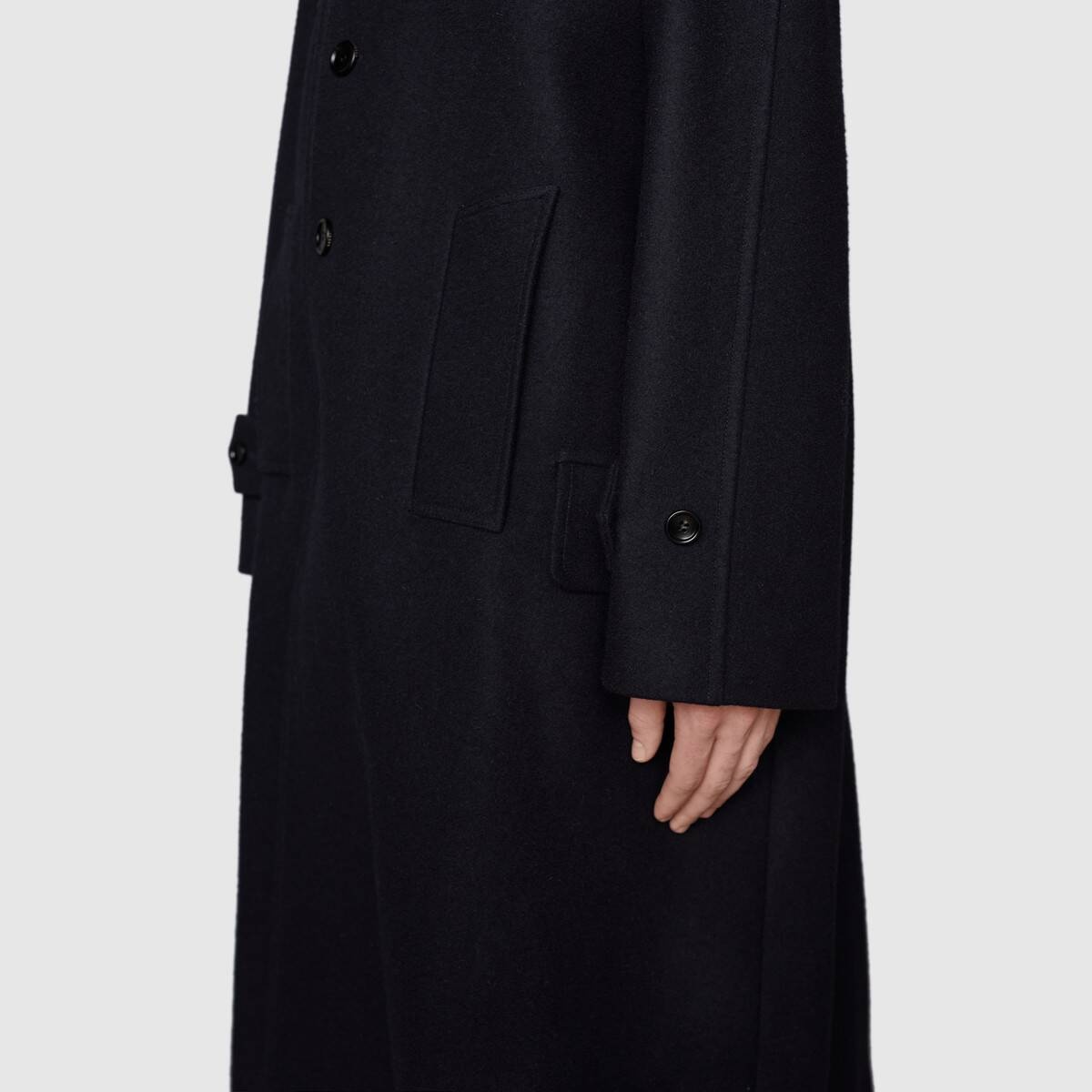 Wool loden coat with Gucci label - 7