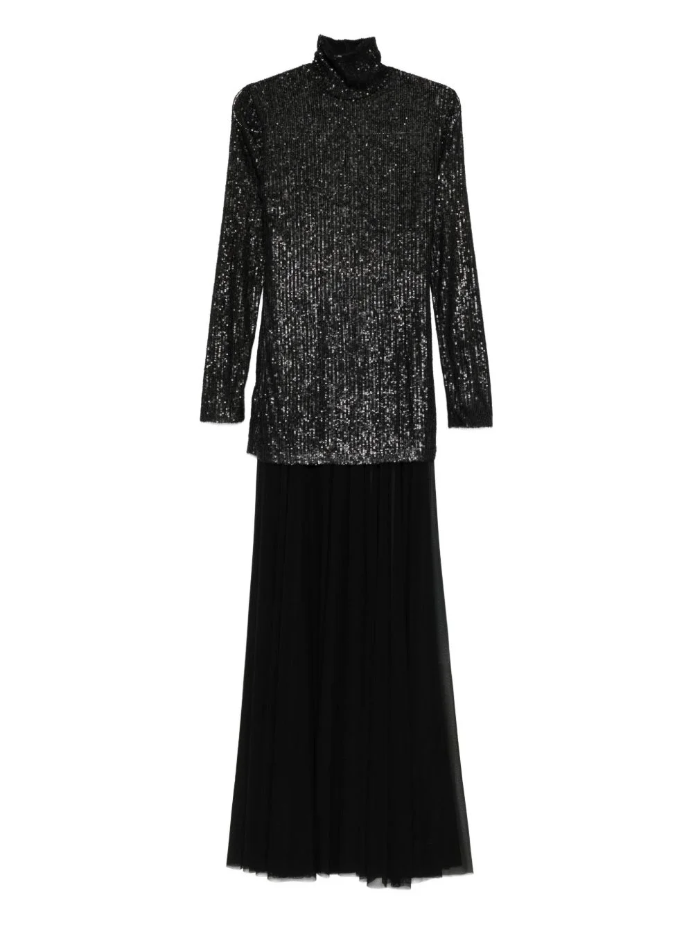 sequin-embellished roll-neck gown - 1