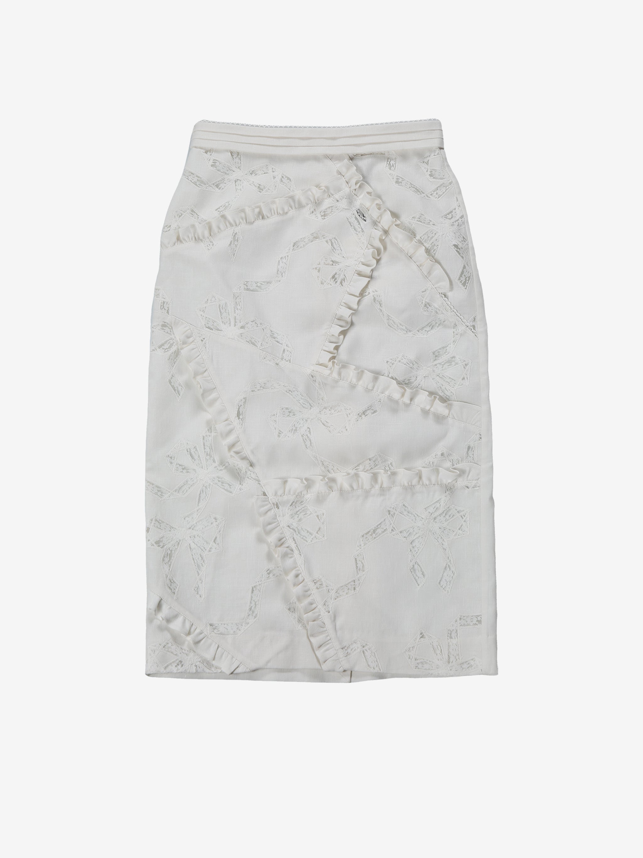 SHUSHU/TONG - Women Cutout Bow Patchwork Skirt - 4
