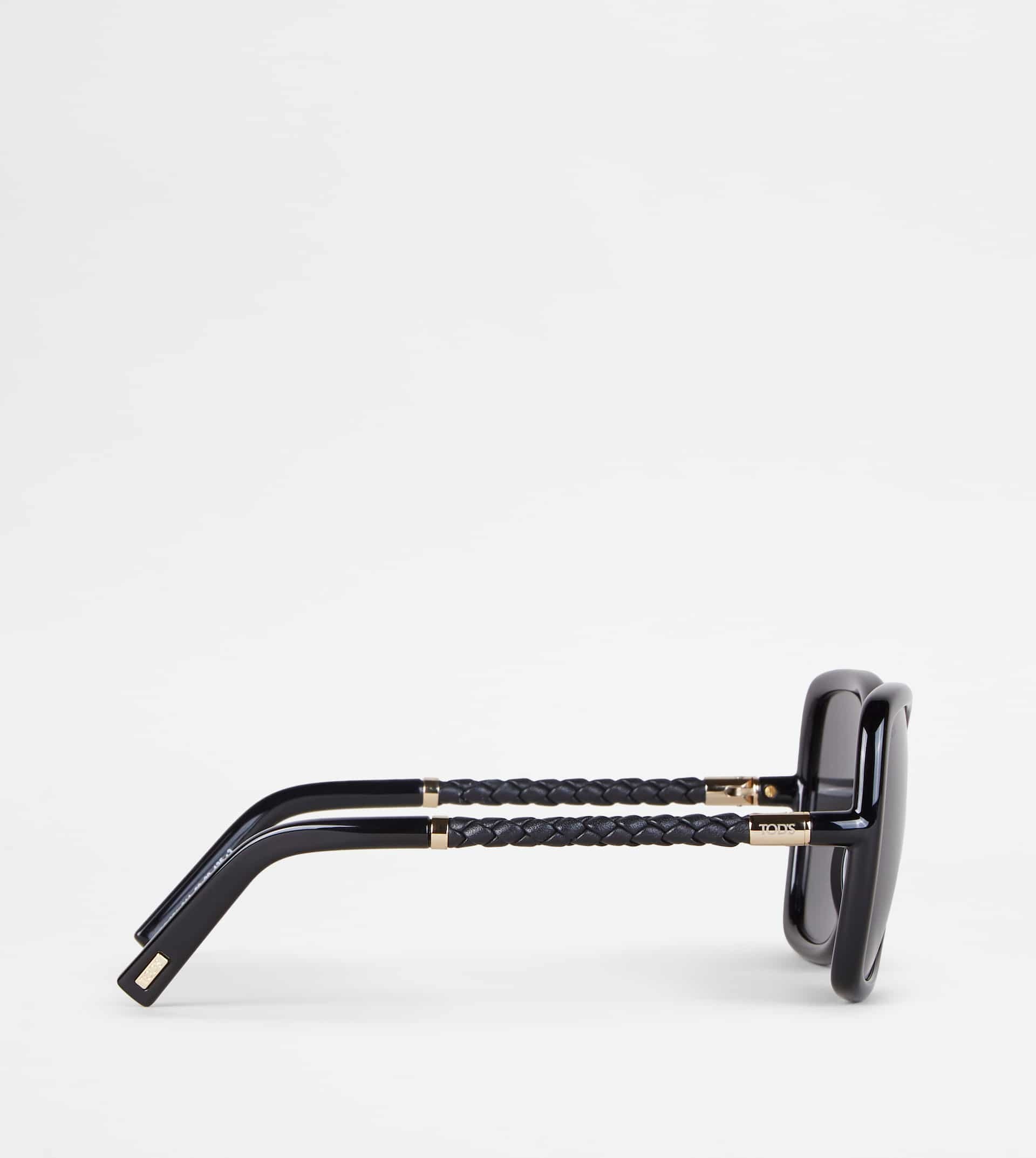 SUNGLASSES WITH TEMPLE IN LEATHER - BLACK - 2