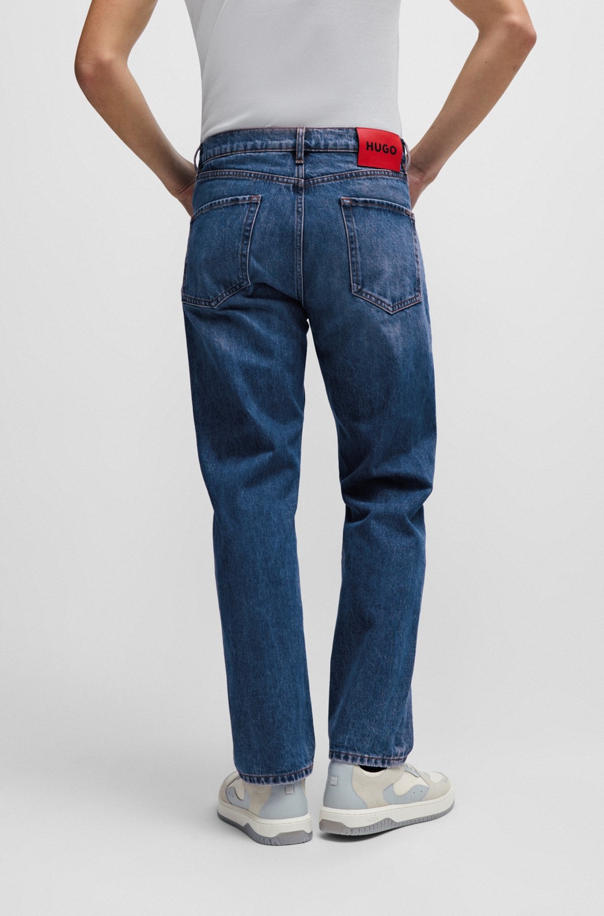 REGULAR-FIT JEANS IN BLUE RIGID DENIM - 4