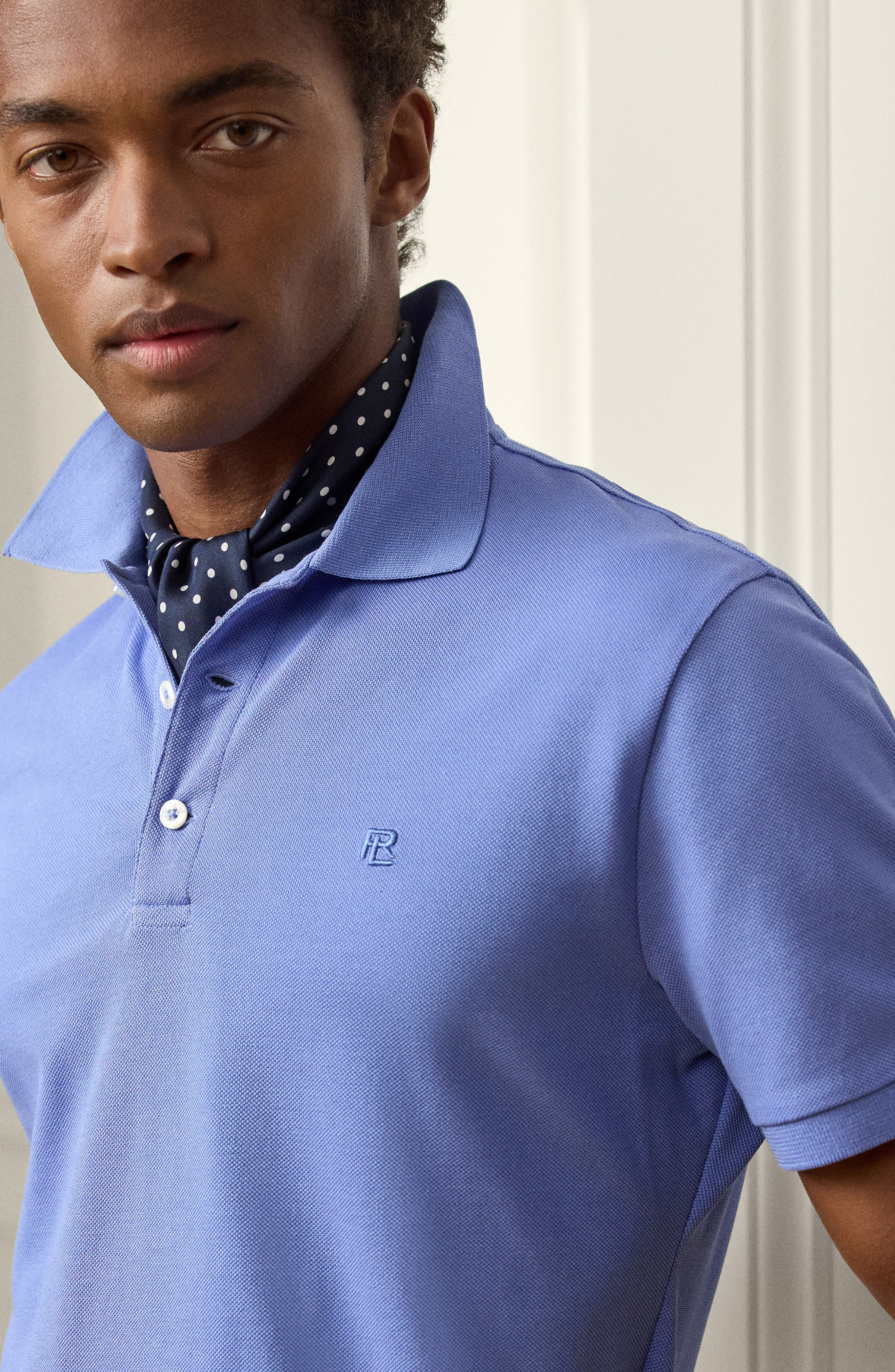 Ralph Lauren Purple Label Embroidered Logo Cotton Piqué Polo in Periwinkle at Nordstrom - 3