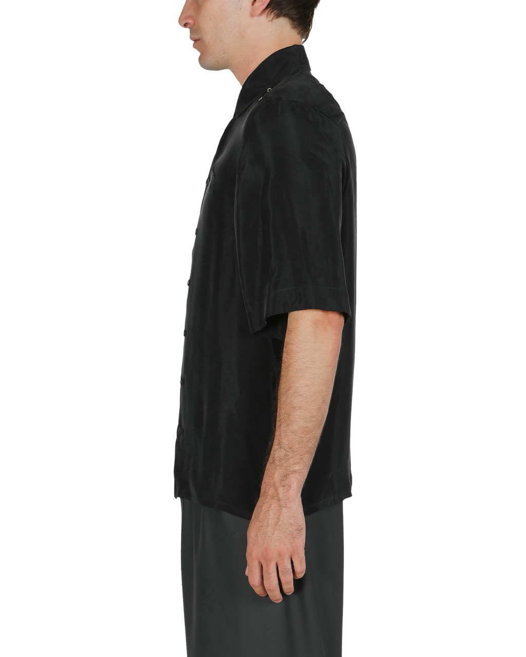 SHORT SLEEVE CUPRO SHIRT WITH EYELETS - 4