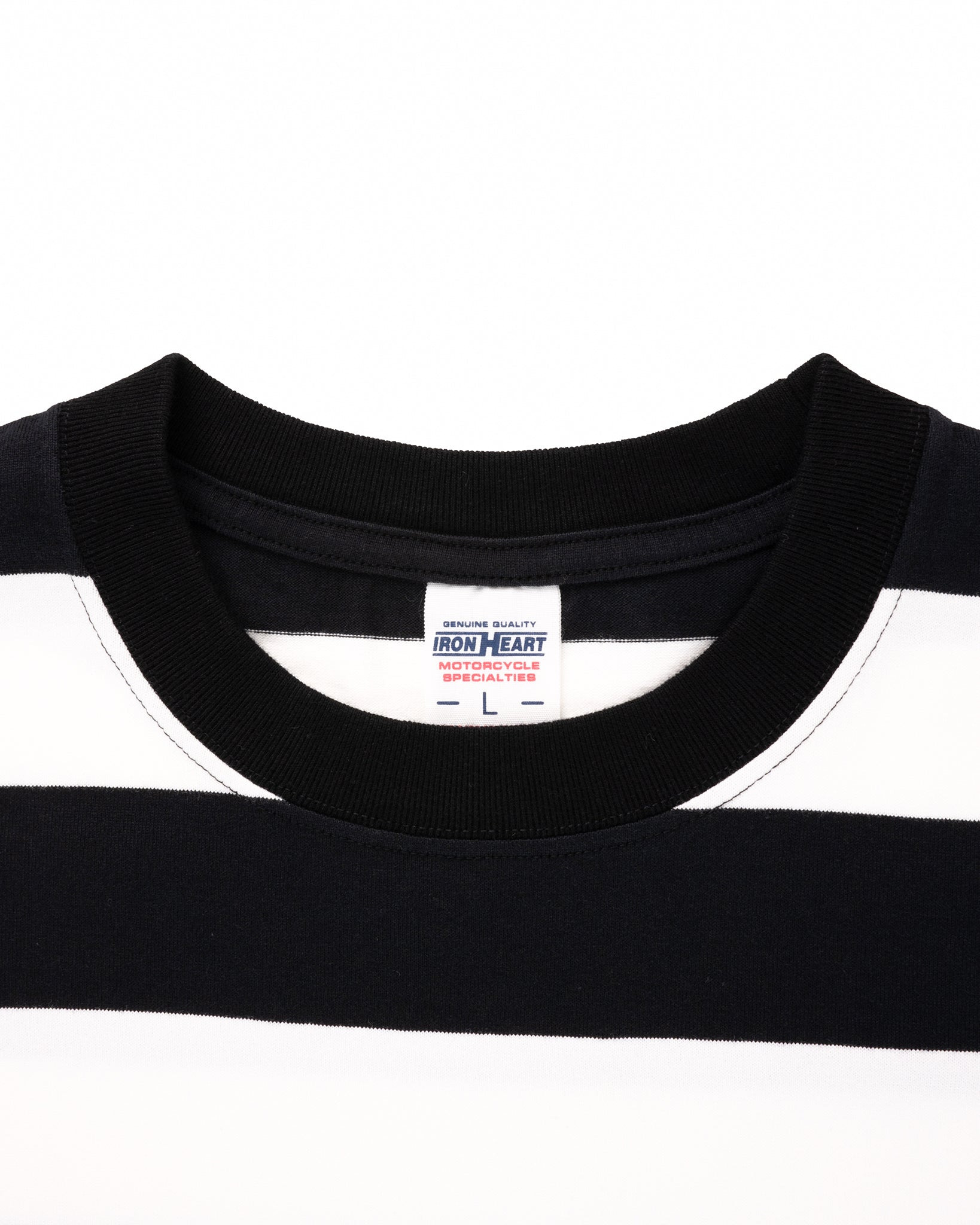 IHTB-09-BLK 7.5oz Cotton Long-Sleeved Crew Neck Border Tee - Black and White Stripes - 6