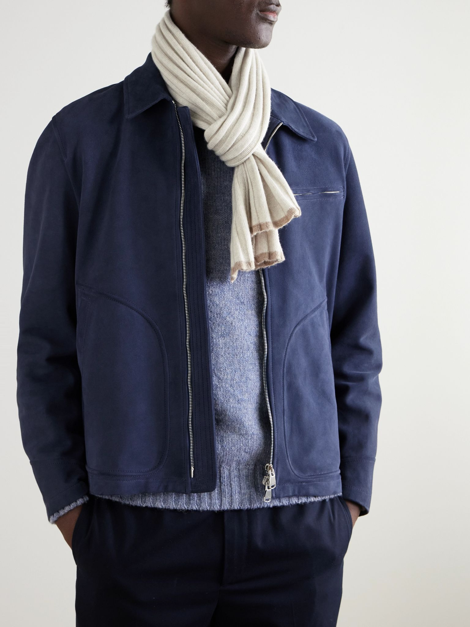 Ribbed Cashmere Scarf Cream - 2