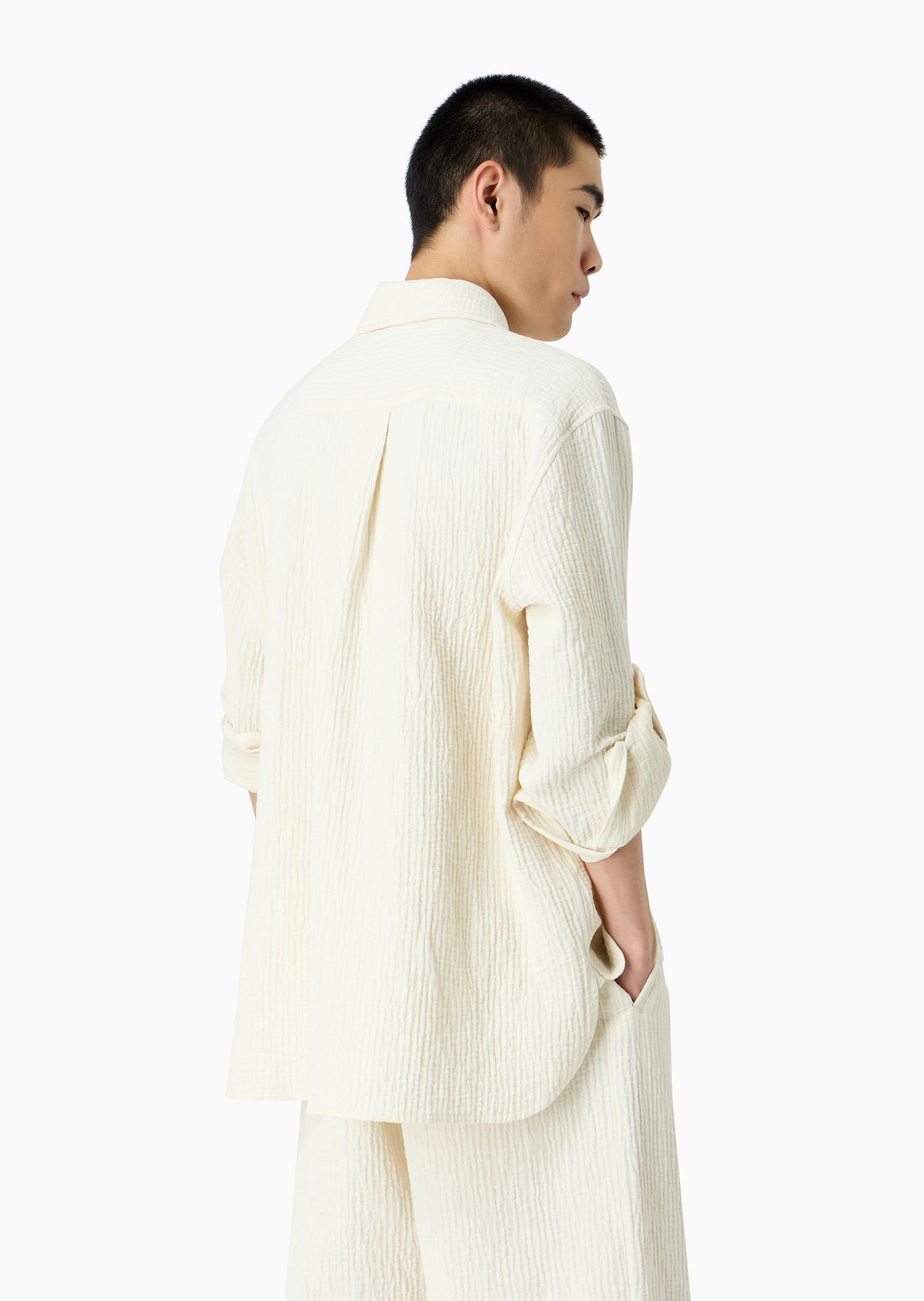 Bark-effect linen-blend shirt - 3