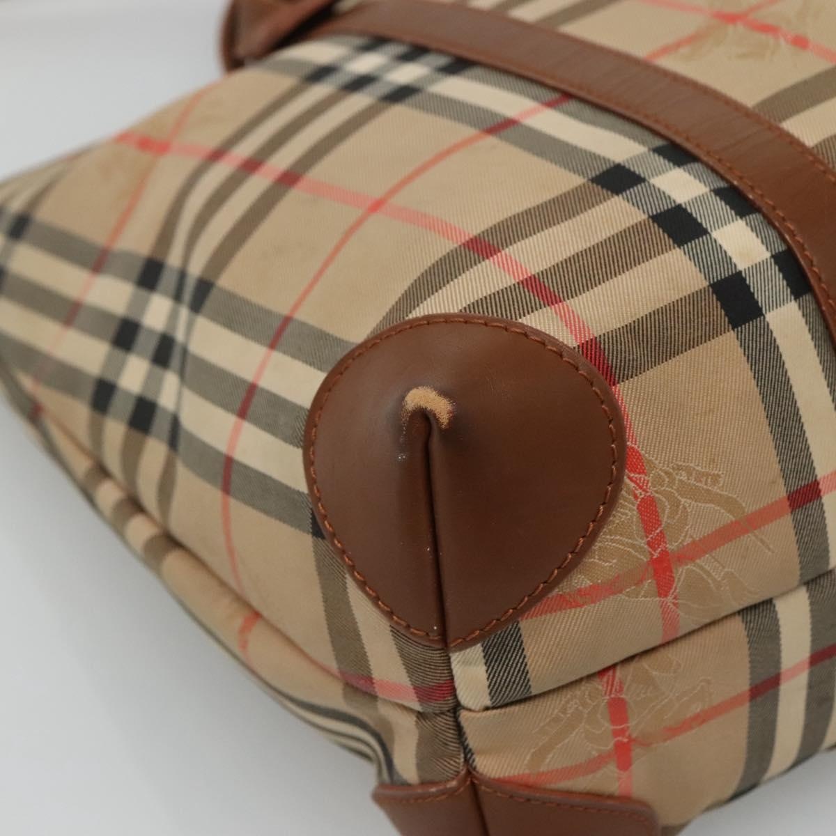 Burberry Nova Check Tote Bag Canvas Leather Beige - 15