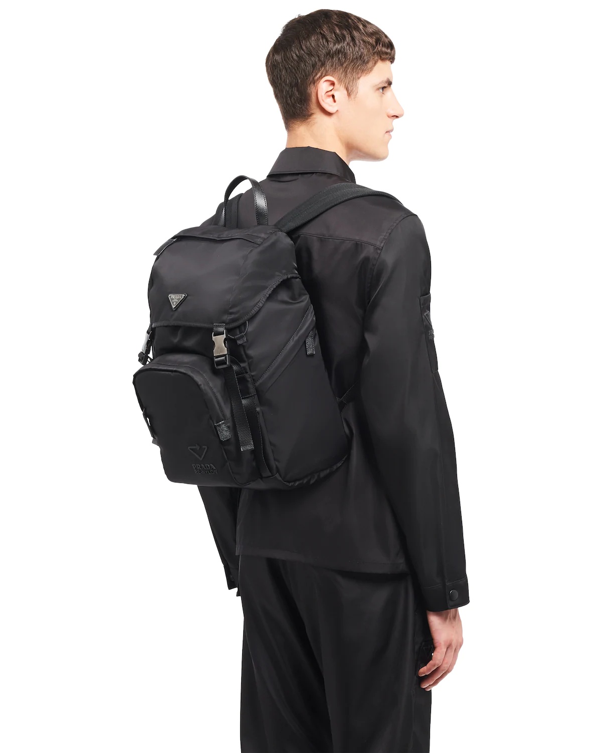 Re-Nylon and Saffiano leather backpack - 2